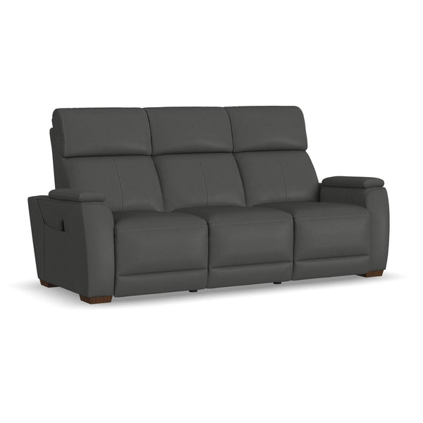 Vibe Coal Fabric Power Reclining Sofa with Console, Power Headrest, Lumbar, Heat, Massage & Pulse