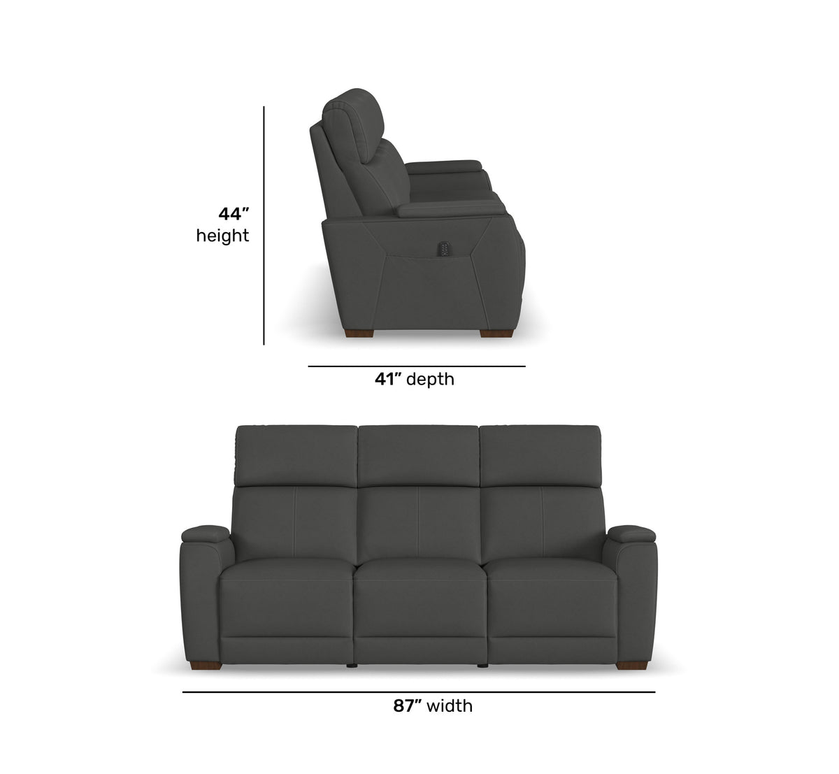 Vibe Fabric Power Reclining Sofa with Console, Power Headrest, Lumbar, Heat, Massage & Pulse