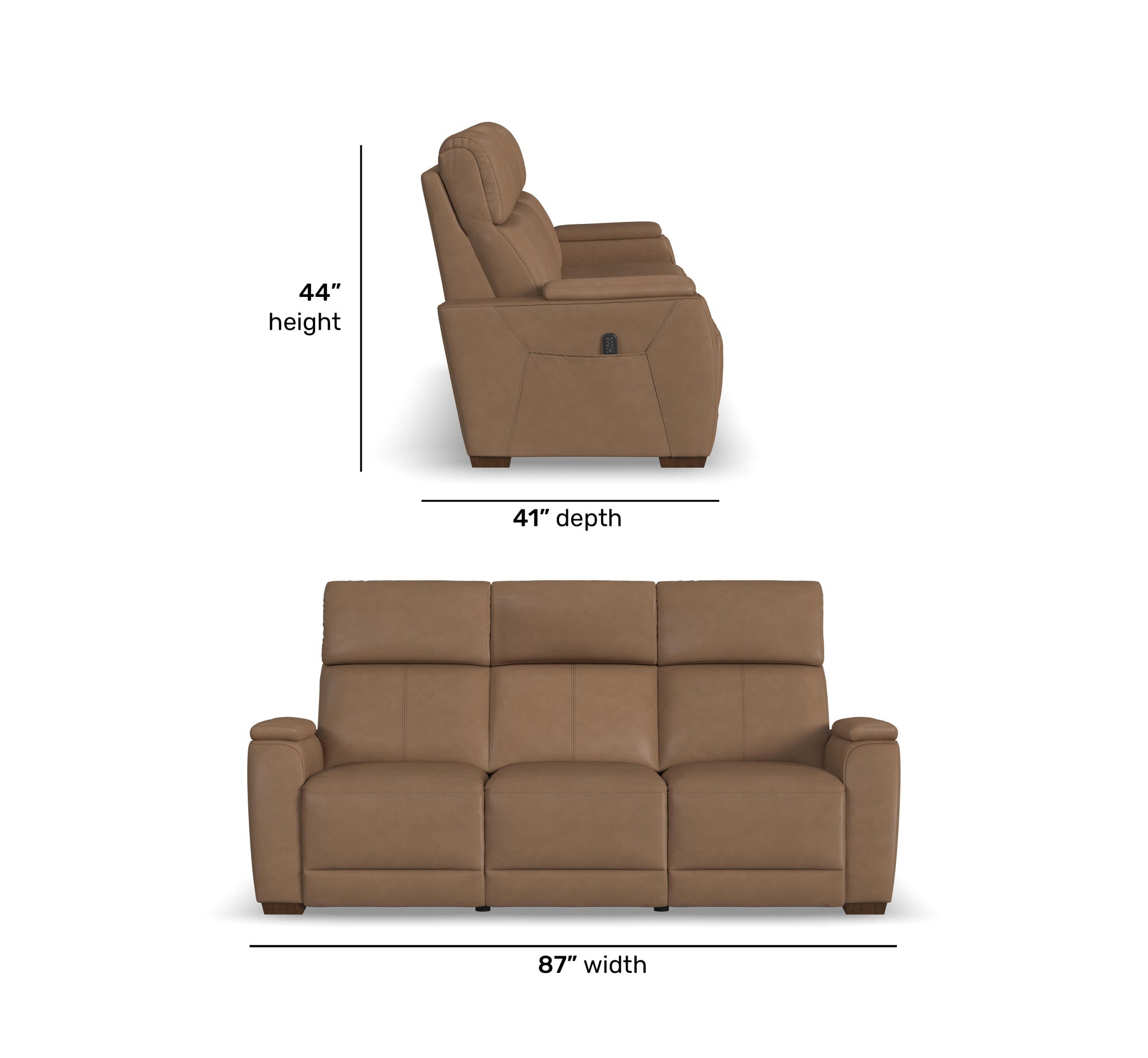 Vibe Taupe Fabric Power Reclining Sofa with Console, Power Headrest, Lumbar, Heat, Massage & Pulse