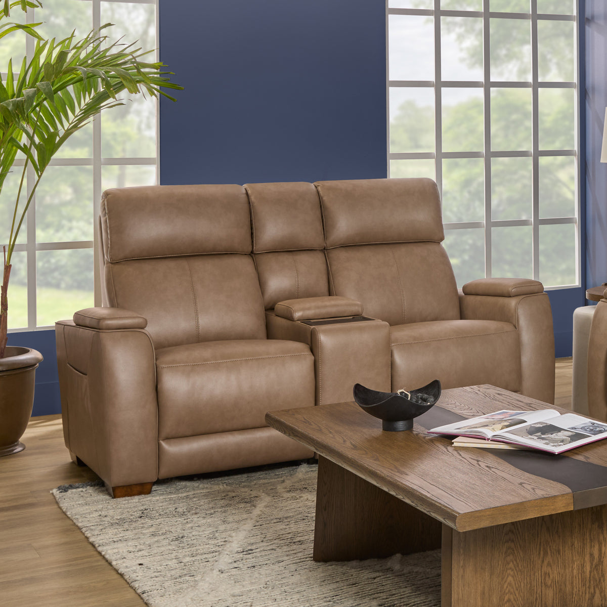 Vibe Fabric Power Reclining Loveseat with Console, Power Headrest, Lumbar, Heat, Massage & Pulse