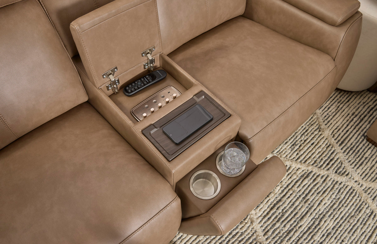 Vibe Fabric Power Reclining Loveseat with Console, Power Headrest, Lumbar, Heat, Massage & Pulse