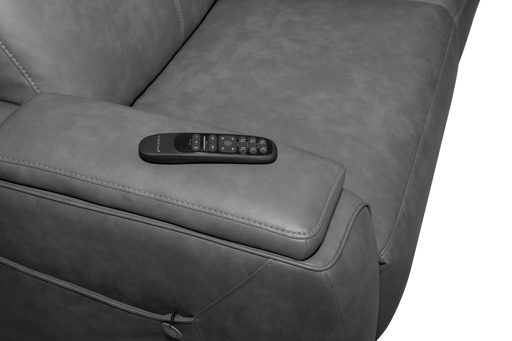Vibe Coal Fabric Power Reclining Sectional with Power Headrest, Lumbar, Heat, Massage & Pulse