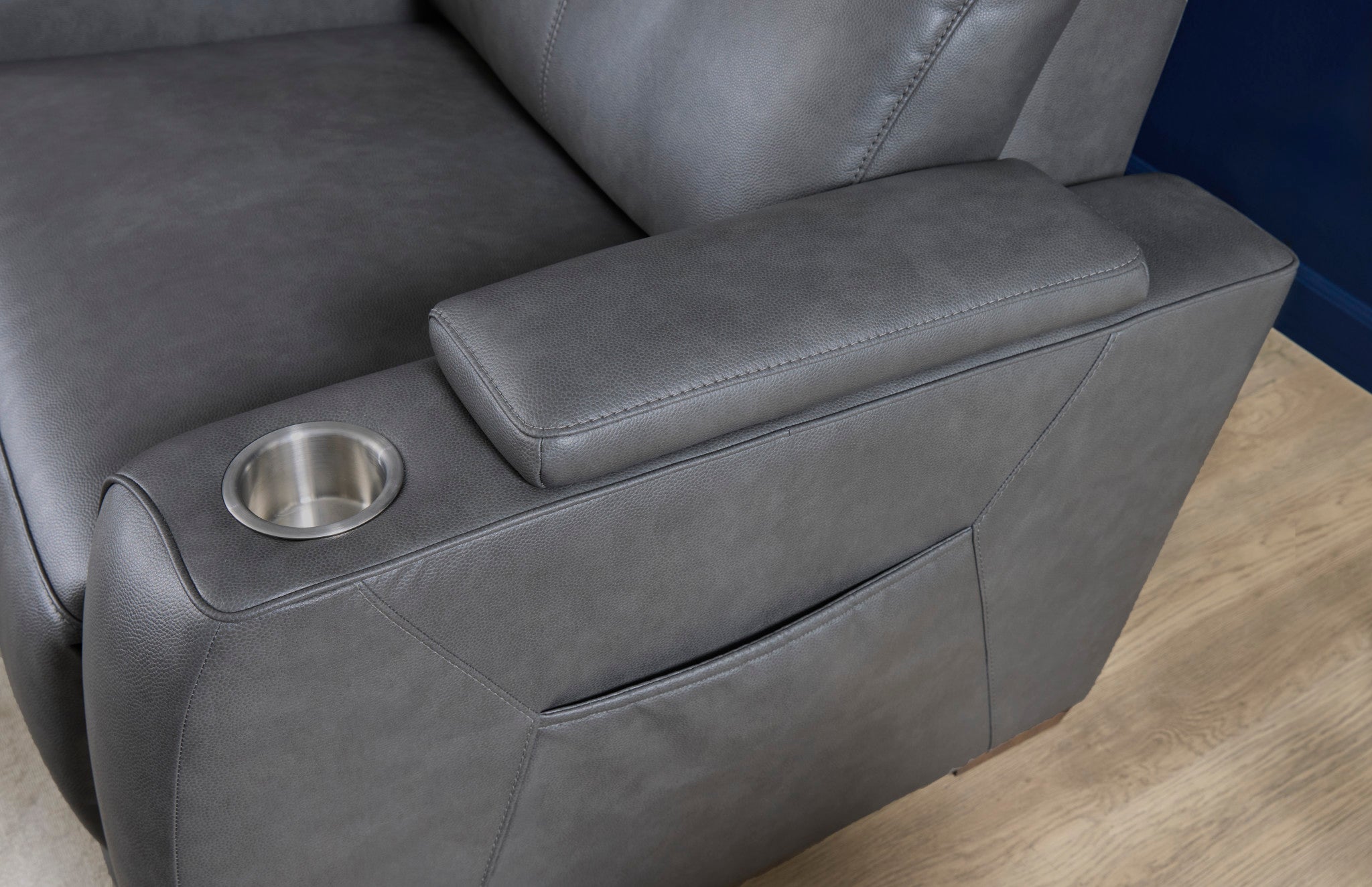 Vibe Coal Fabric Power Reclining Sectional with Power Headrest, Lumbar, Heat, Massage & Pulse