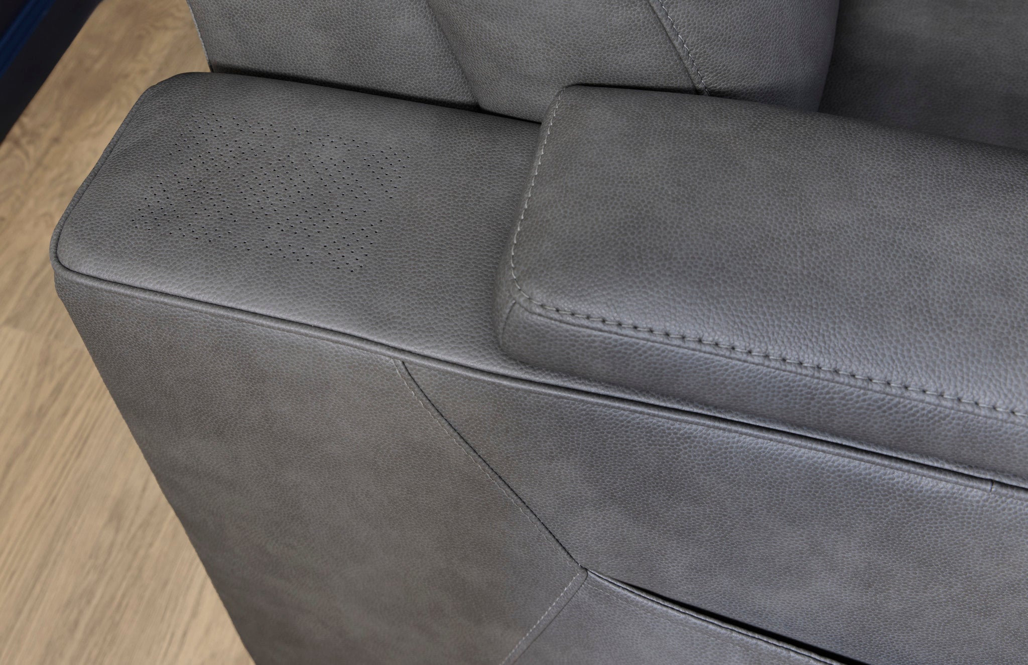 Vibe Coal Fabric Power Reclining Sectional with Power Headrest, Lumbar, Heat, Massage & Pulse