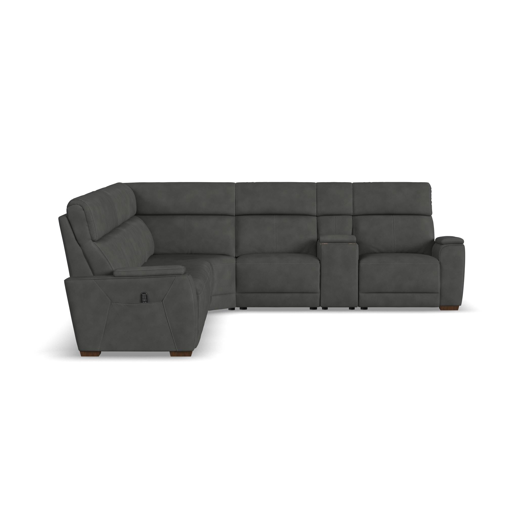 Vibe Coal Fabric Power Reclining Sectional with Power Headrest, Lumbar, Heat, Massage & Pulse