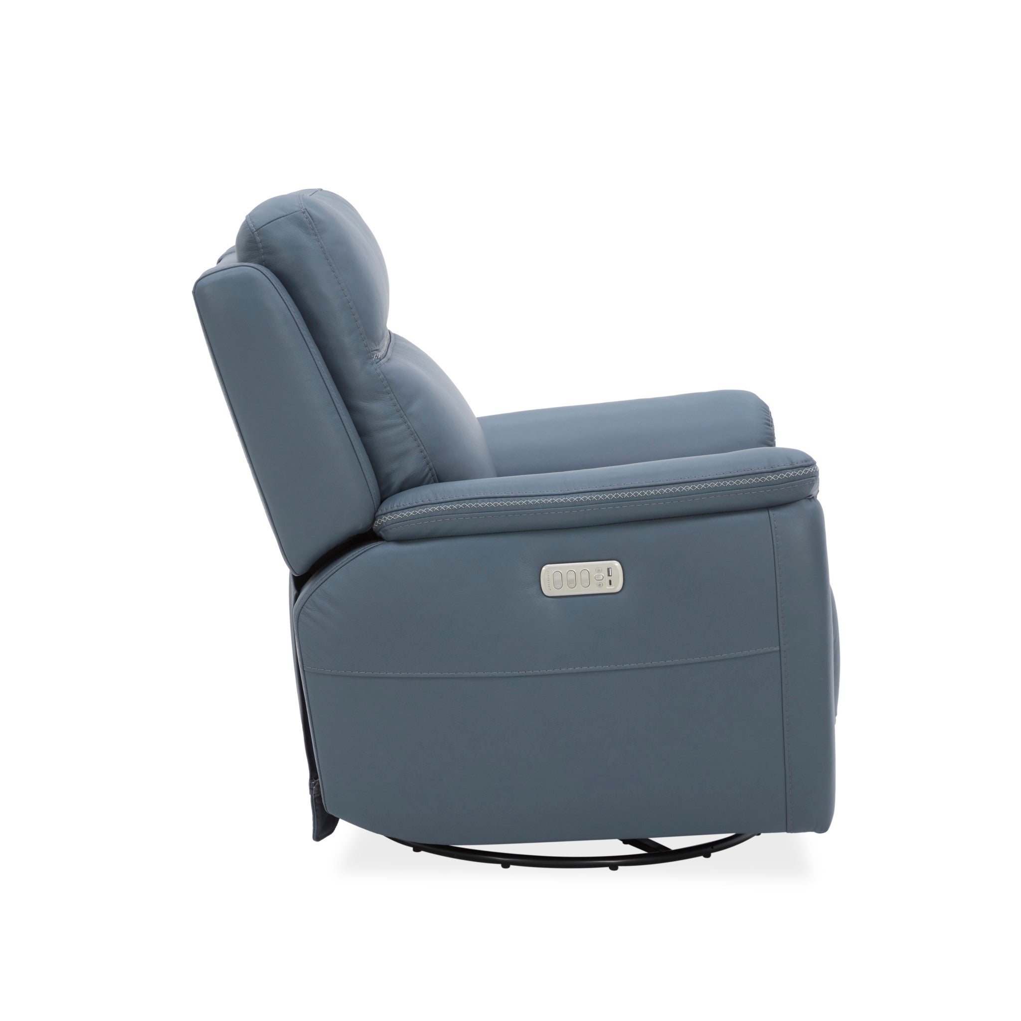 Sawyer Marine Leather Swivel Glider with Power Headrest, Lumbar, Heat & Massage