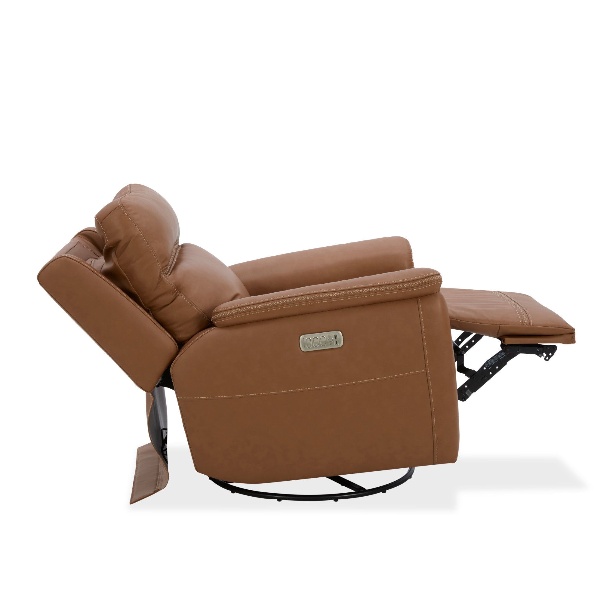Sawyer Harvest Leather Swivel Glider with Power Headrest, Lumbar, Heat & Massage