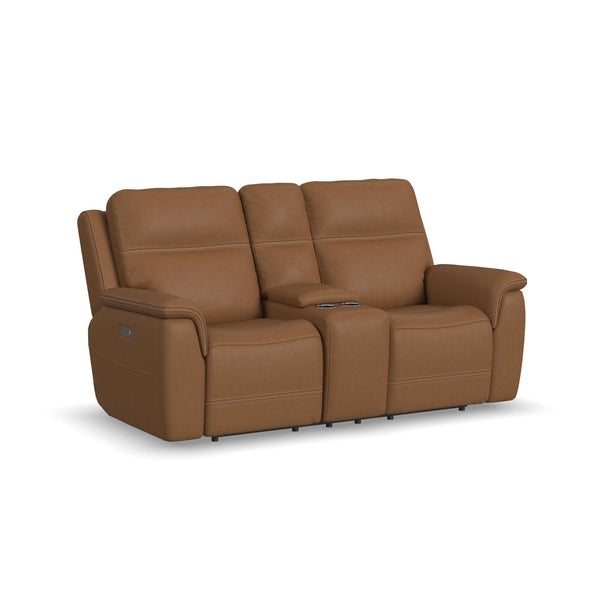 Sawyer Leather Pwr Recl Loveseat w/ Console, Pwr Hdrsts, Lumbar