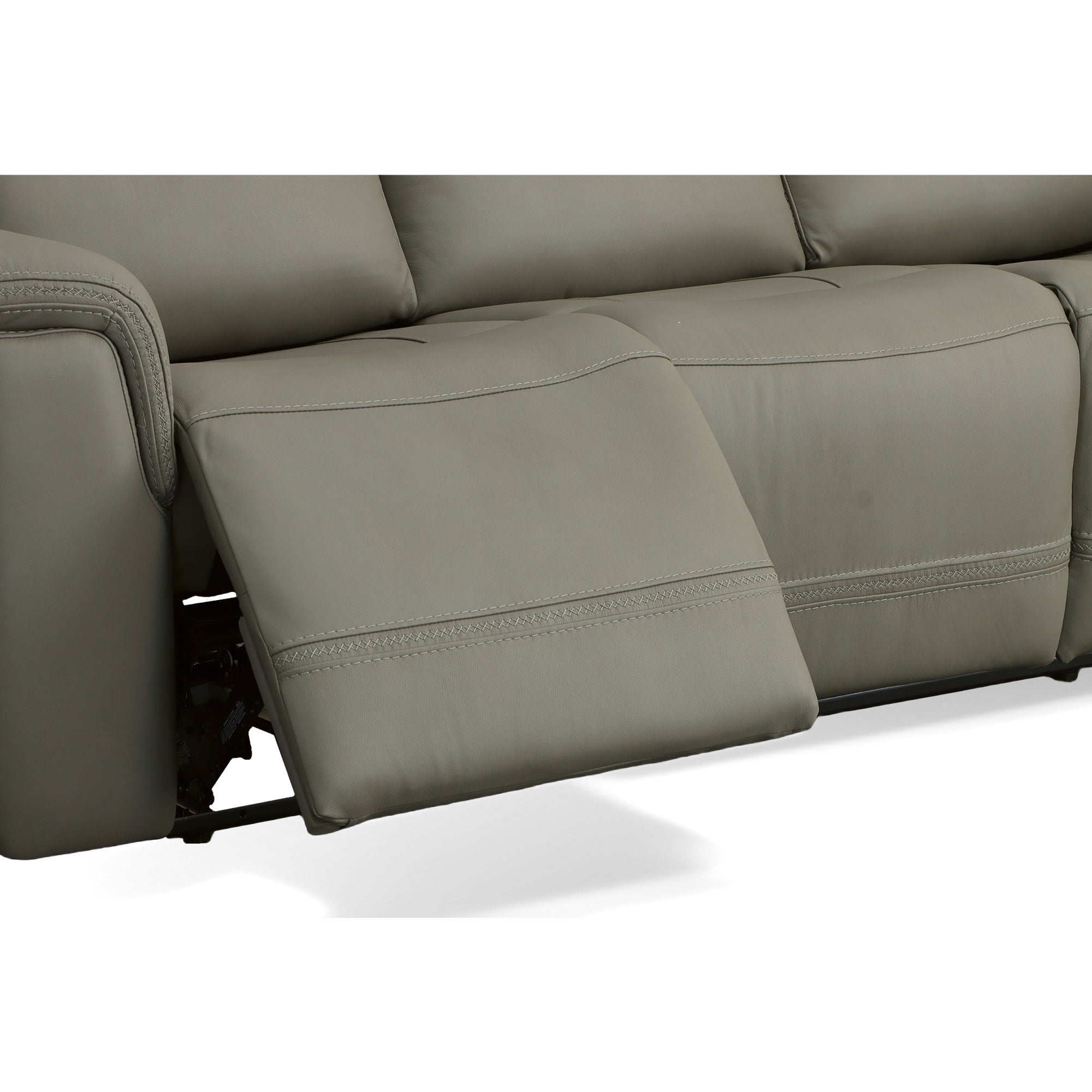 Sawyer Grey Leather Power Reclining Sectional with Power Headrests & Lumbar