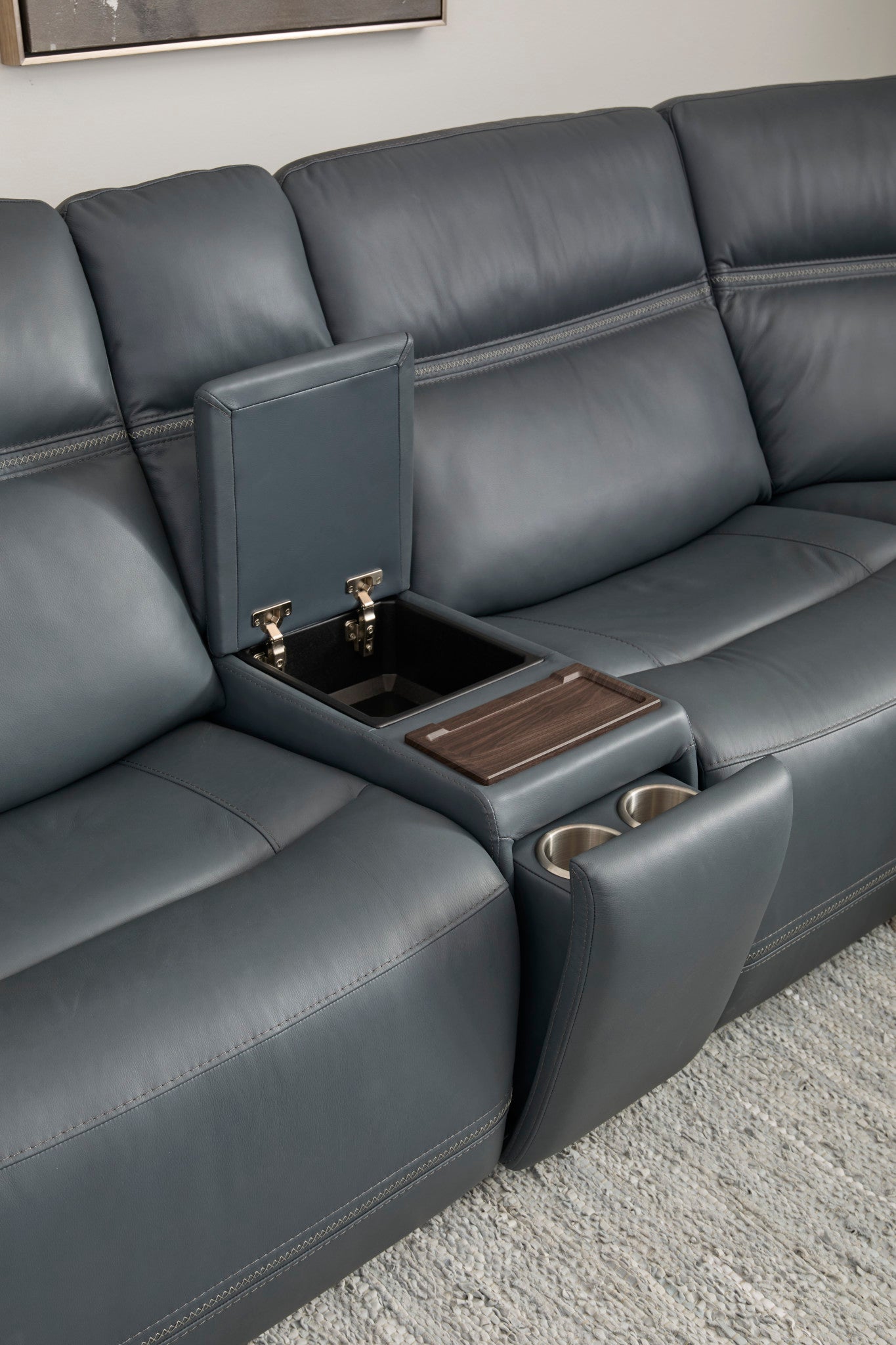 Sawyer Marine Leather Power Reclining Sectional with Power Headrests & Lumbar