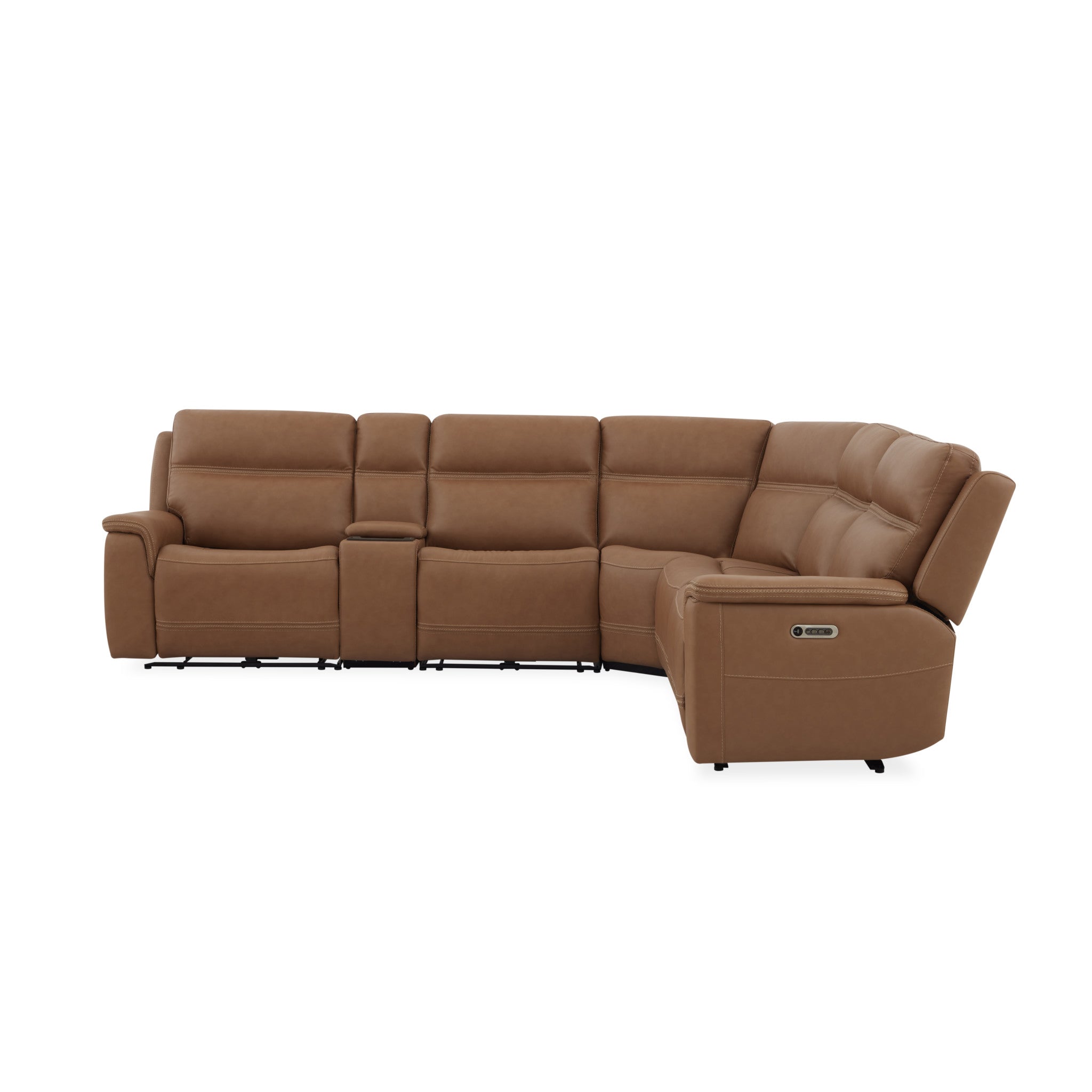 Sawyer Harvest Leather Power Reclining Sectional with Power Headrests & Lumbar