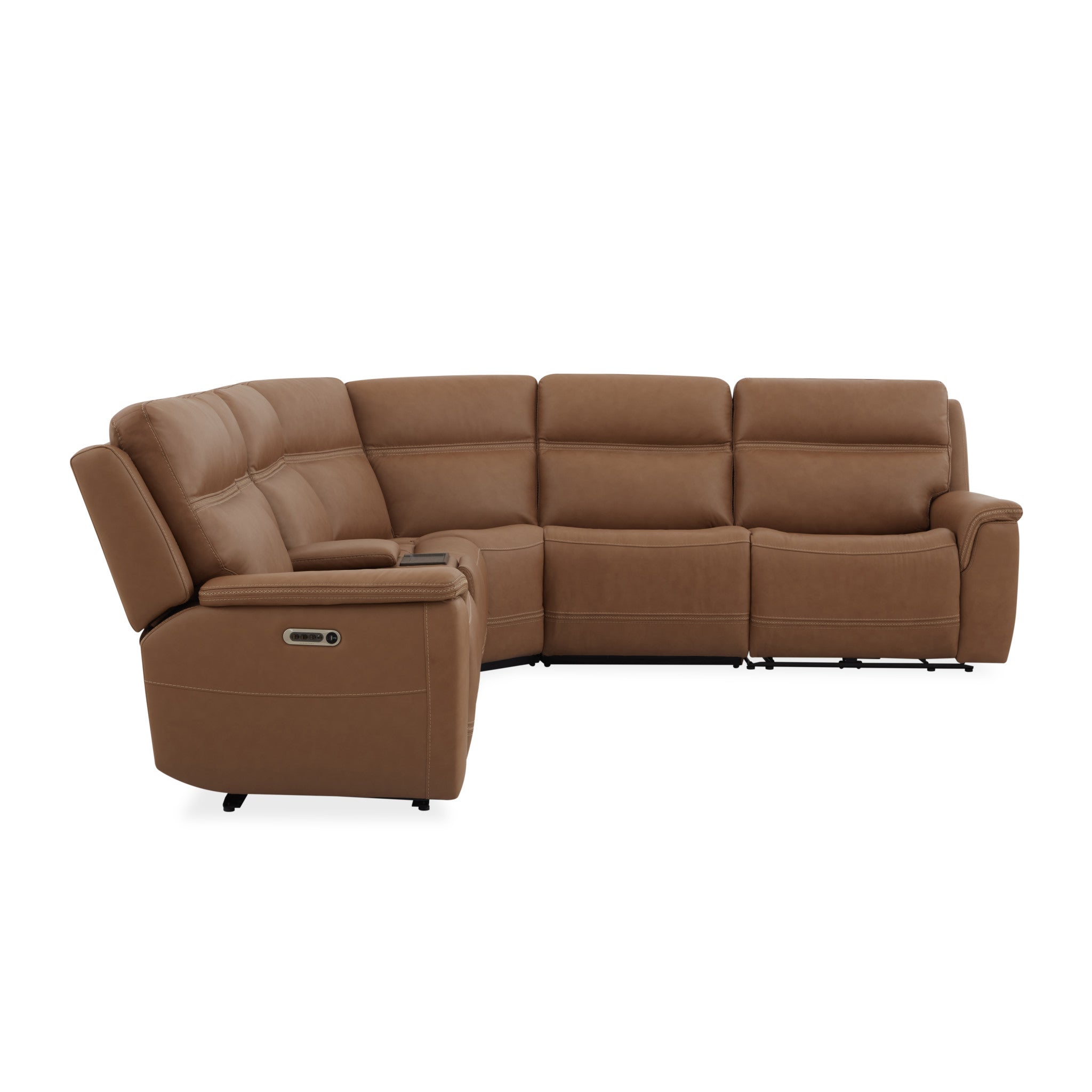 Sawyer Harvest Leather Power Reclining Sectional with Power Headrests & Lumbar