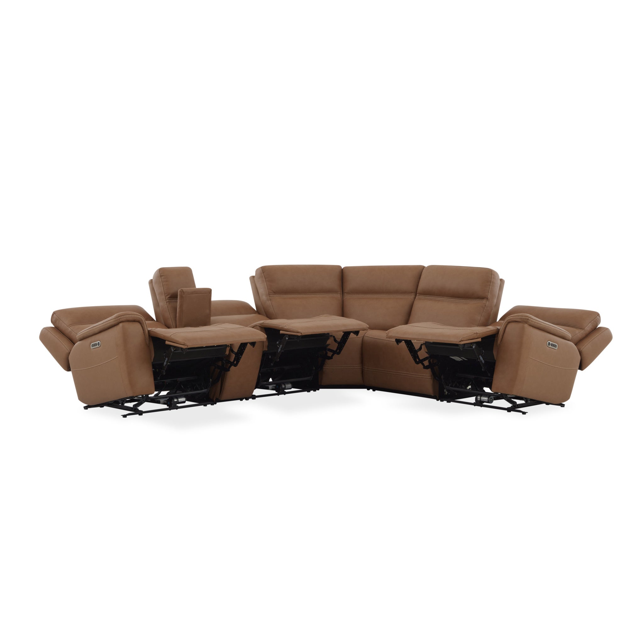 Sawyer Harvest Leather Power Reclining Sectional with Power Headrests & Lumbar