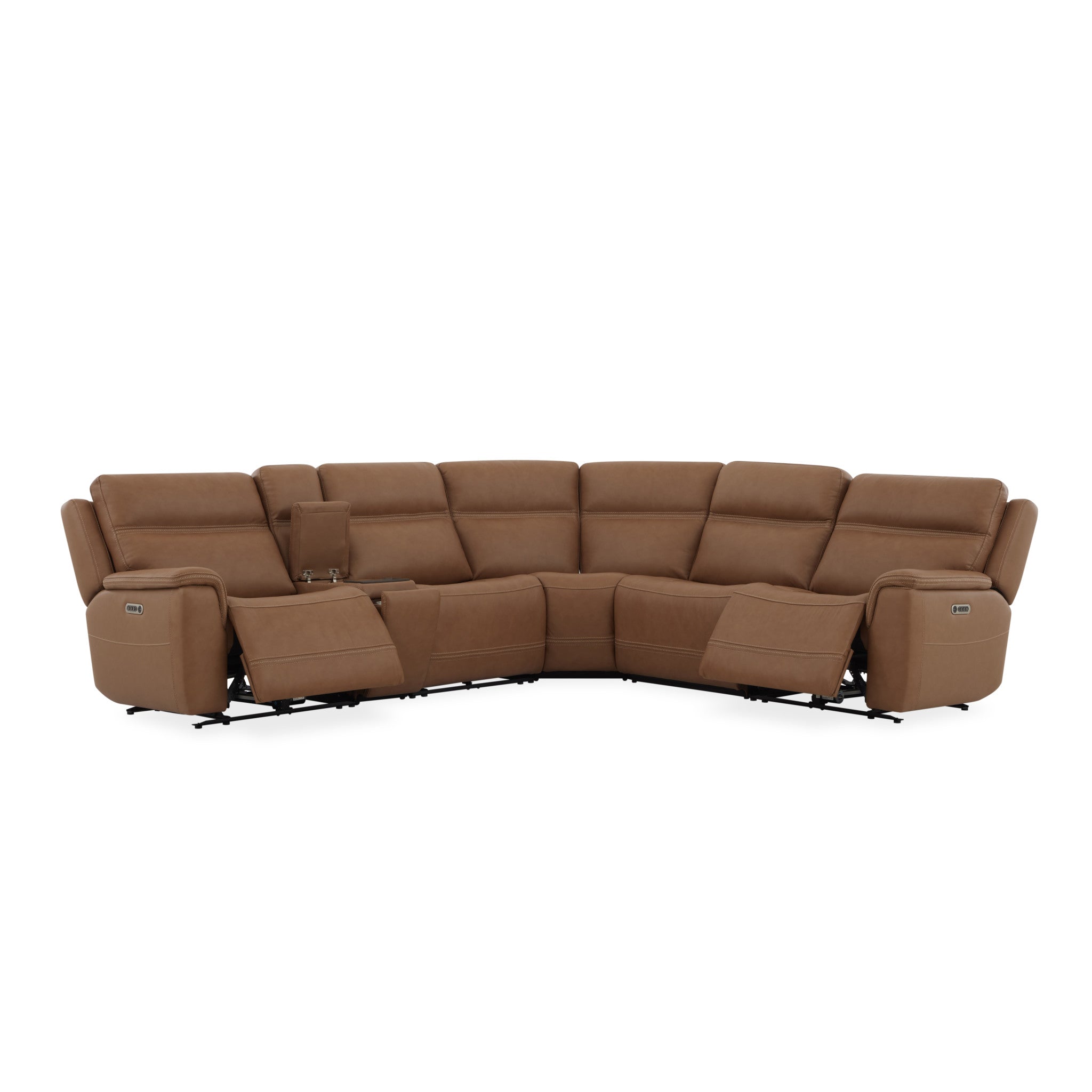 Sawyer Harvest Leather Power Reclining Sectional with Power Headrests & Lumbar