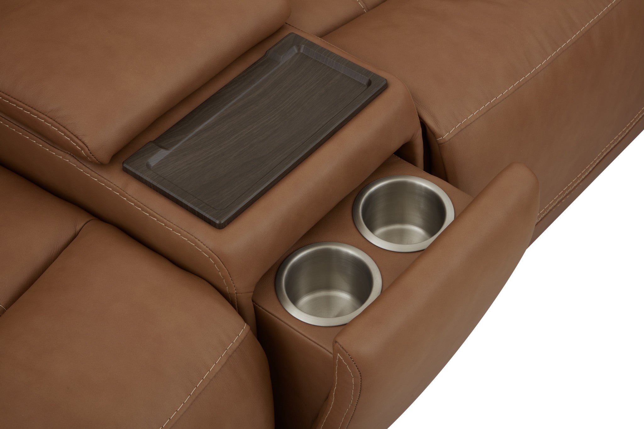 Sawyer Harvest Leather Power Reclining Sectional with Power Headrests & Lumbar
