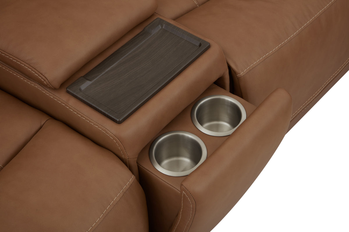 Sawyer Leather Power Reclining Sectional with Power Headrests & Lumbar