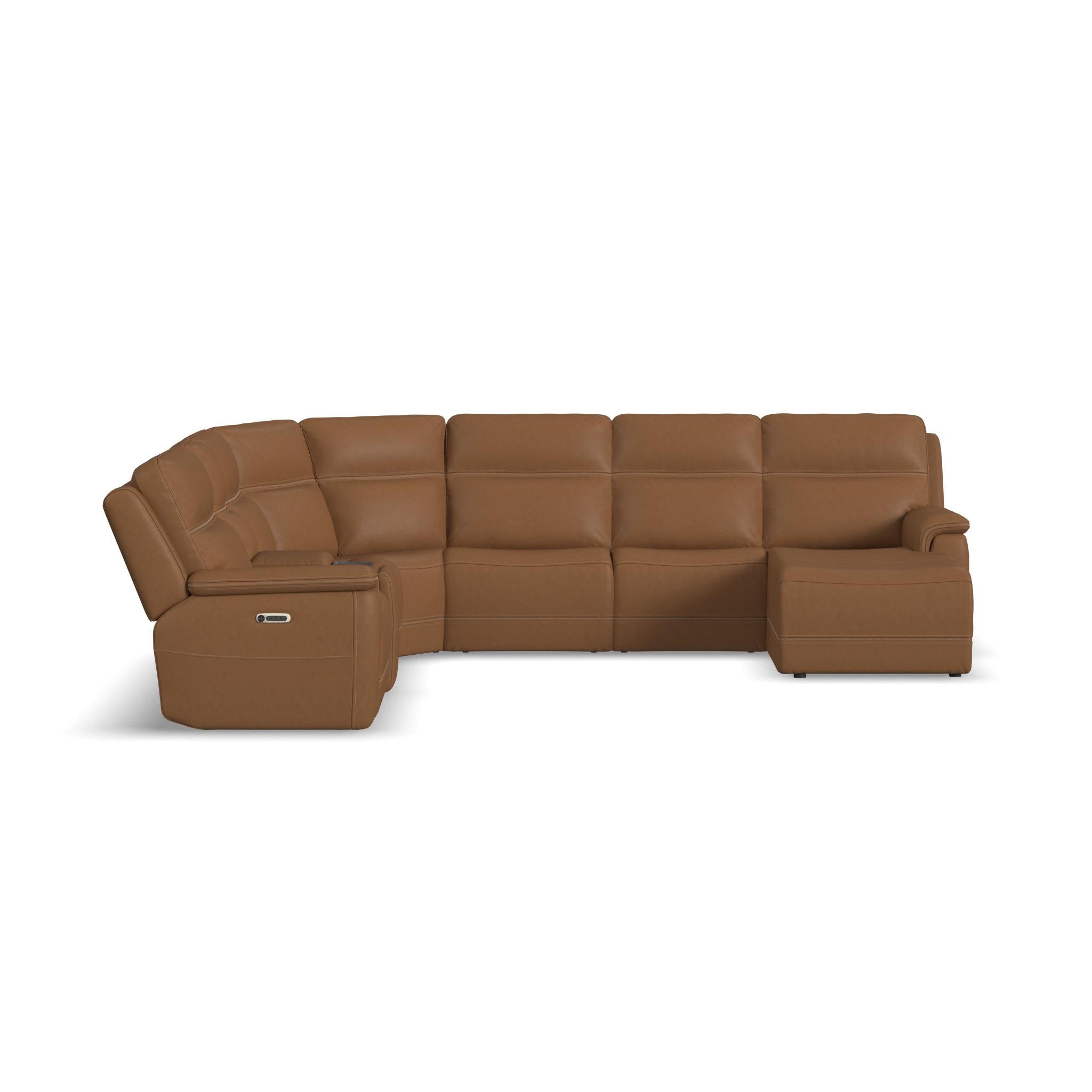 Sawyer Leather Power Reclining Sectional with Power Headrests & Lumbar