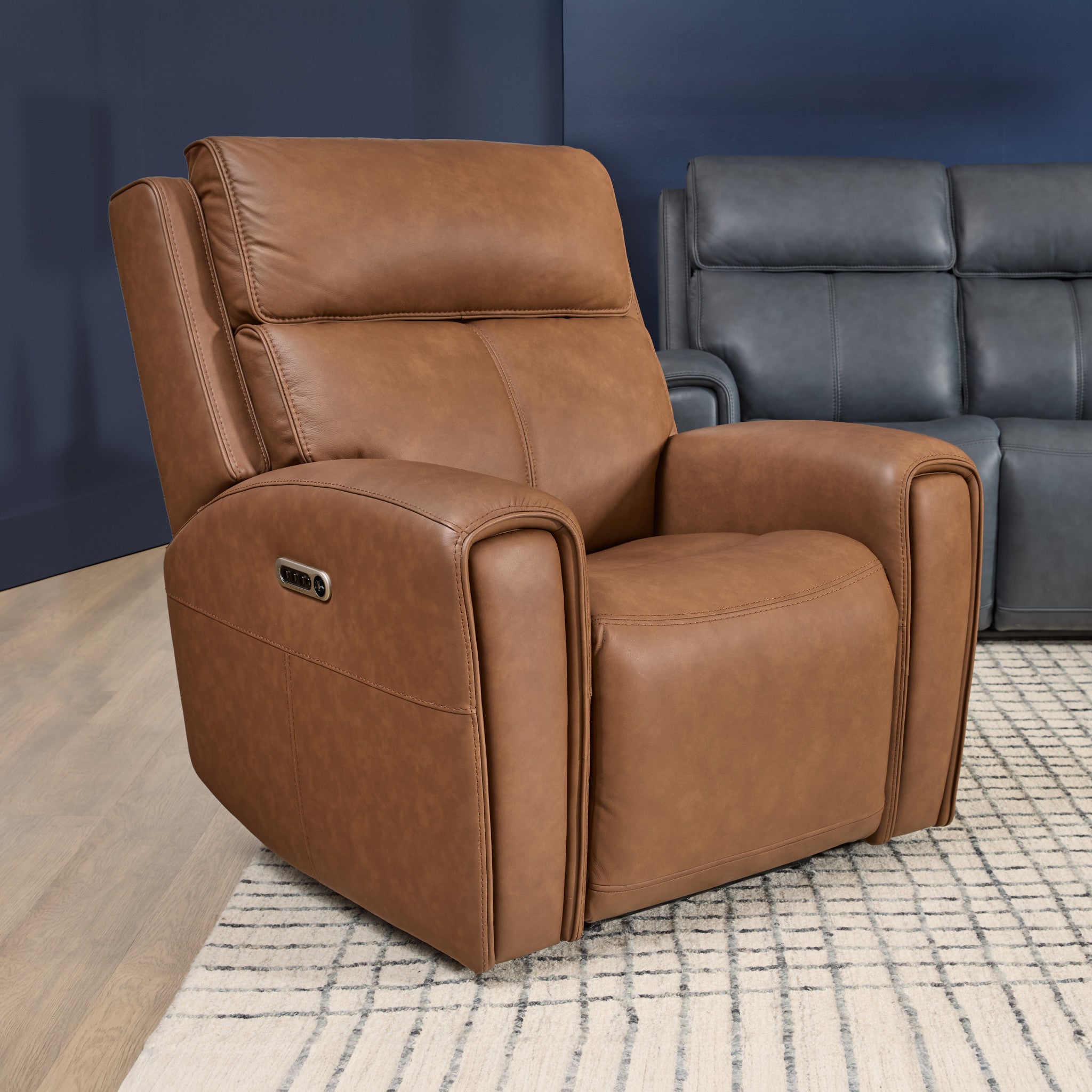 Warren Leather Power Recliner with Power Headrest & Lumbar