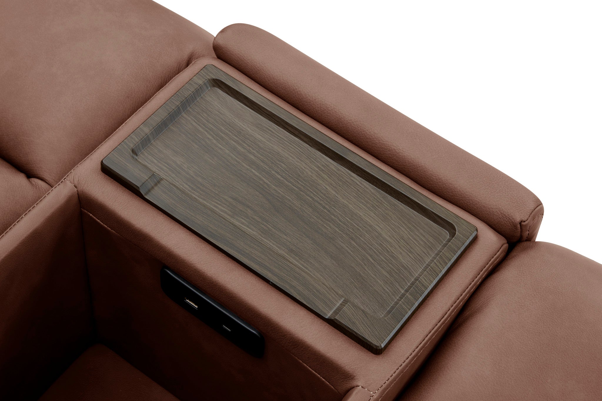 Warren Leather Power Reclining Loveseat with Console, Power Headrest & Lumbar