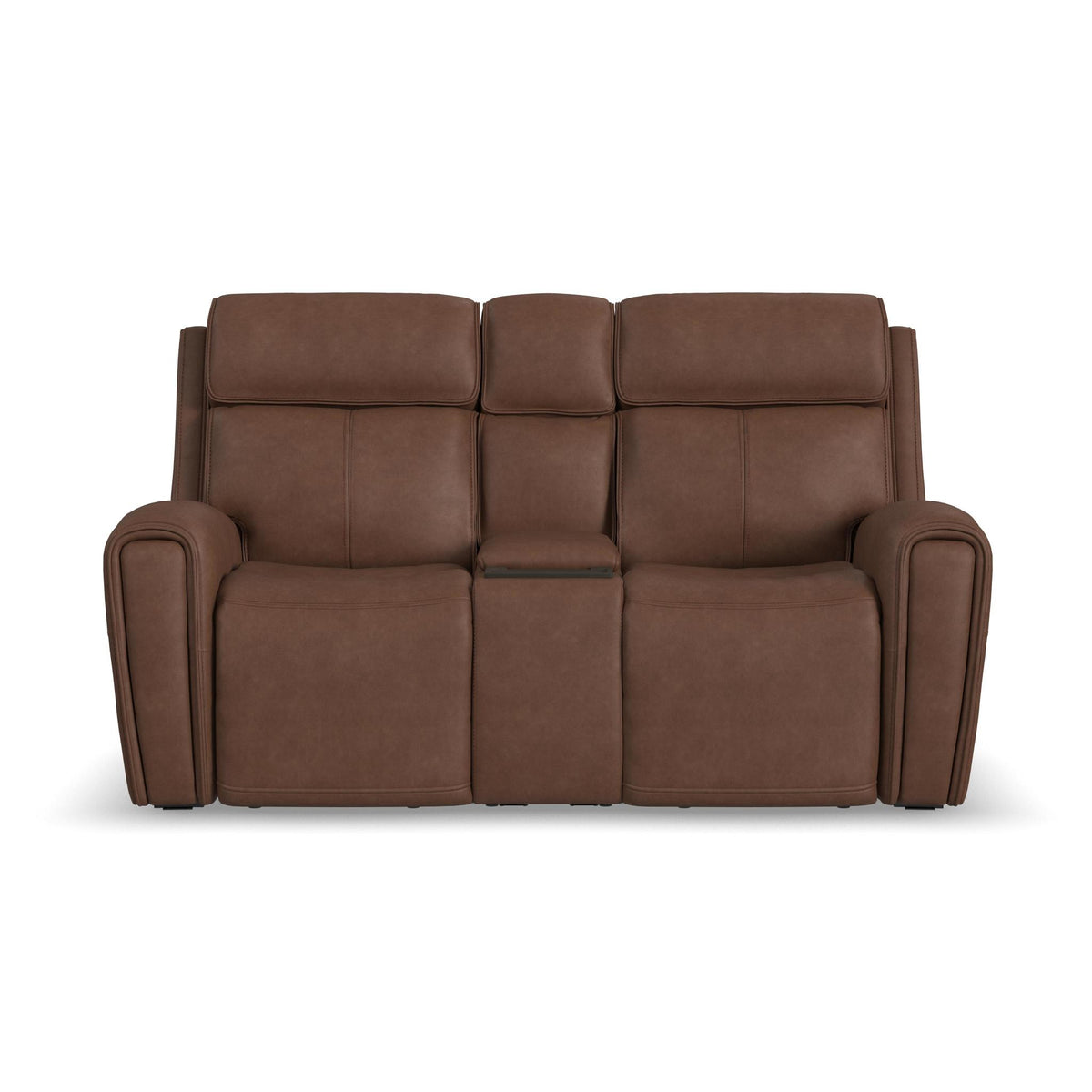 Warren Leather Power Reclining Loveseat with Console, Power Headrest & Lumbar