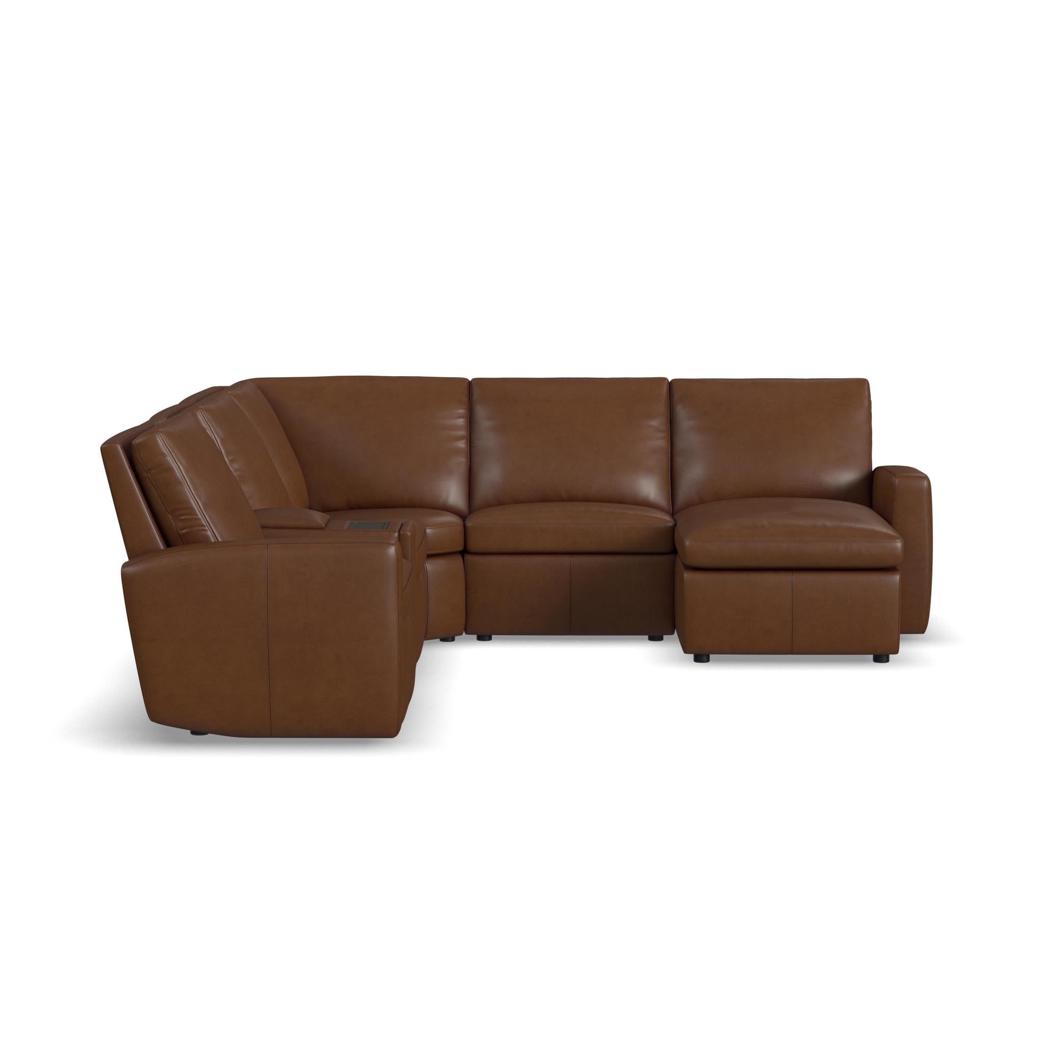 Aria Fawn Leather Power Reclining Sectional