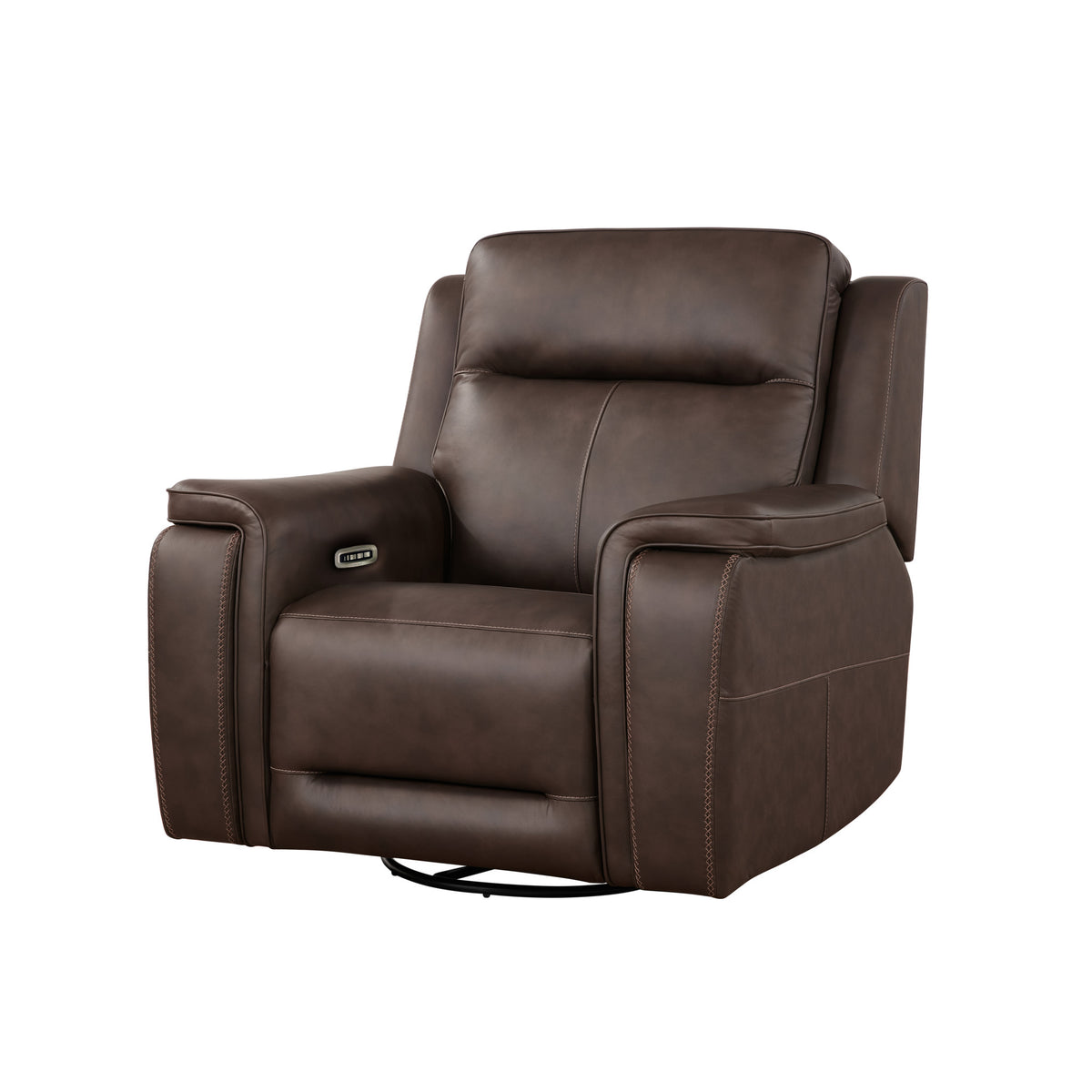 Griffin Leather Power Swivel Gliding Recliner with Power Headrest & Lumbar