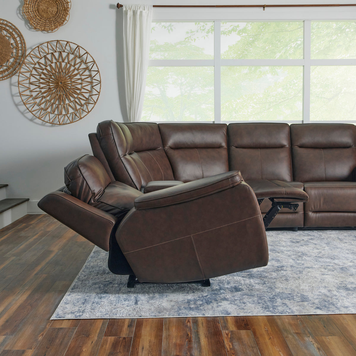 Griffin Leather Sectional with Headrest & Lumbar