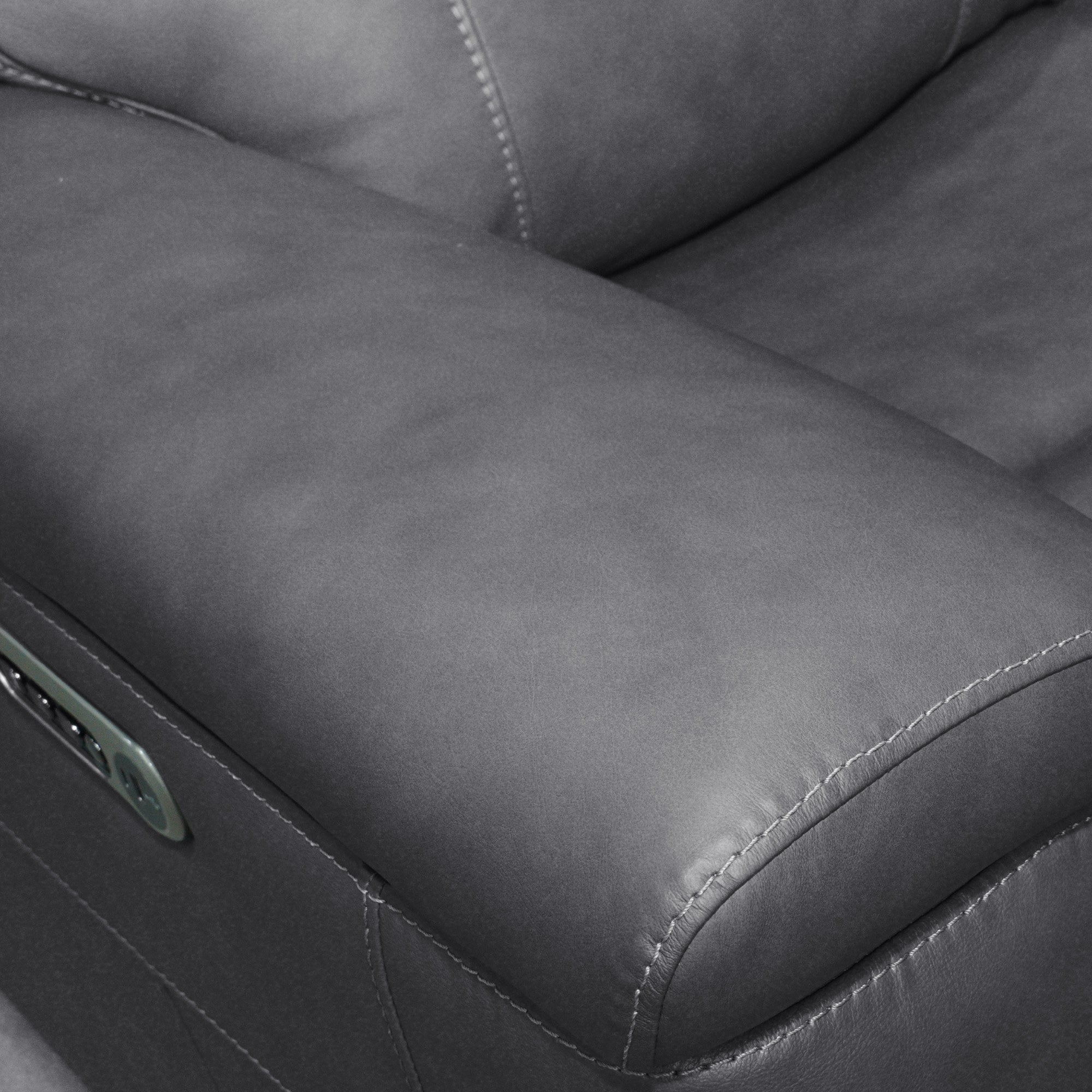 Amelia Charcoal Leather Slumberland Exclusive - Living Room Furniture