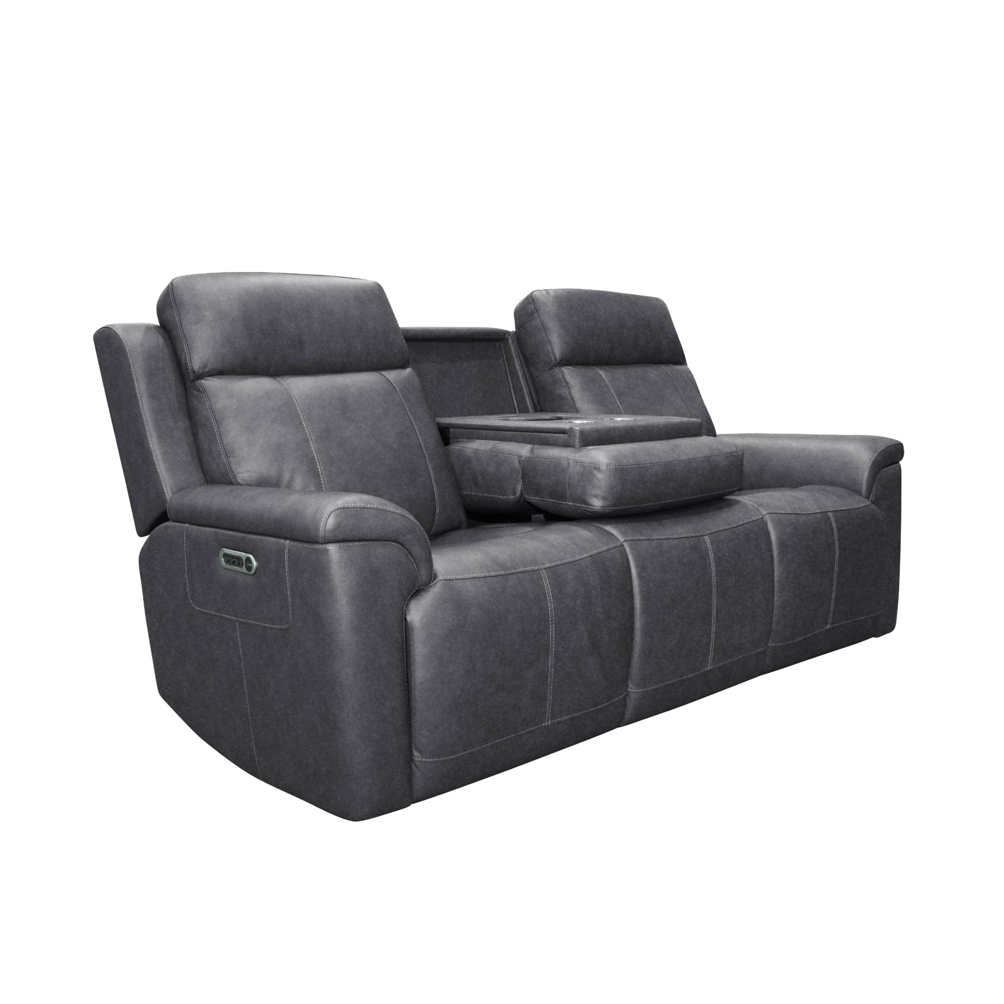 Amelia Charcoal Leather Slumberland Exclusive - Living Room Furniture