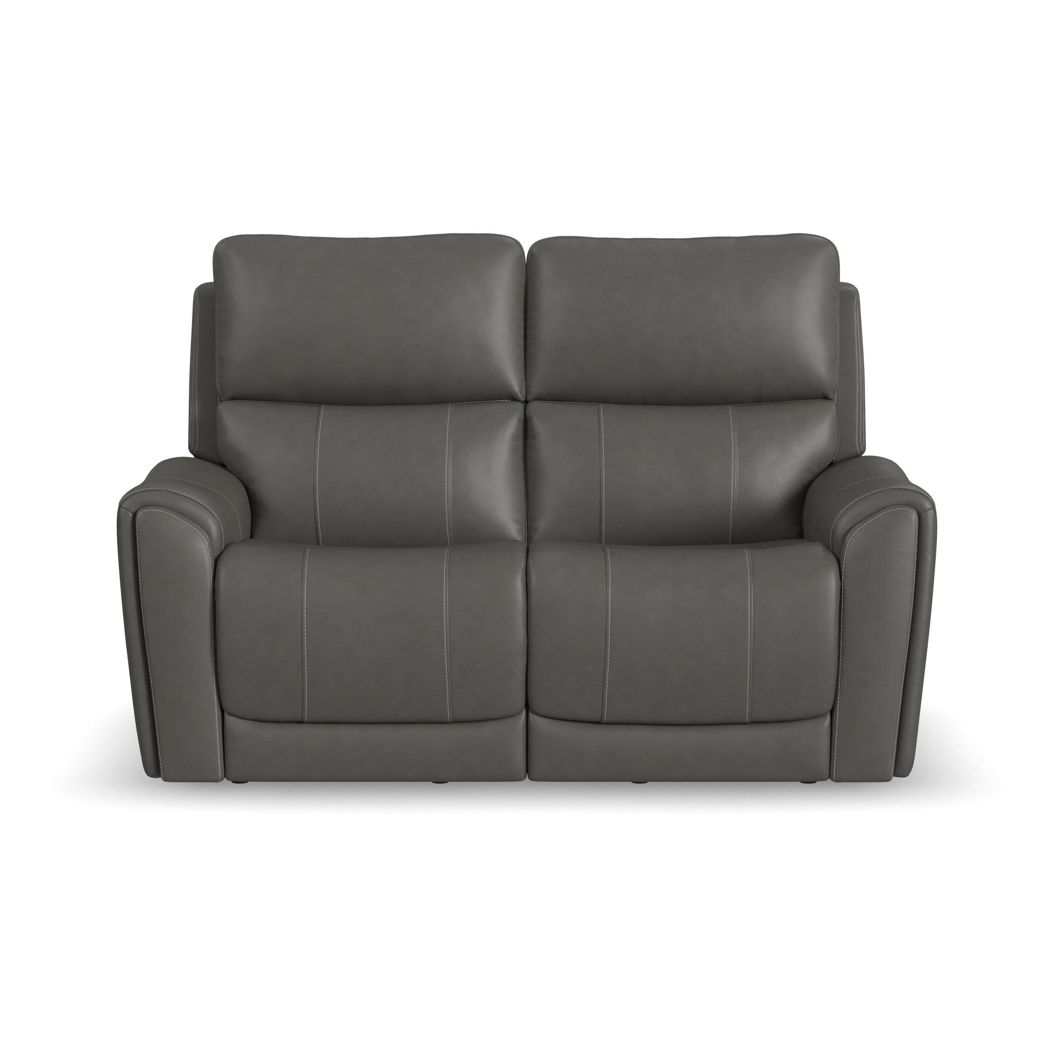 Calvin Smoke Fabric Power Reclining Loveseat with Power Headrests & Lumbar - Living Room Furniture