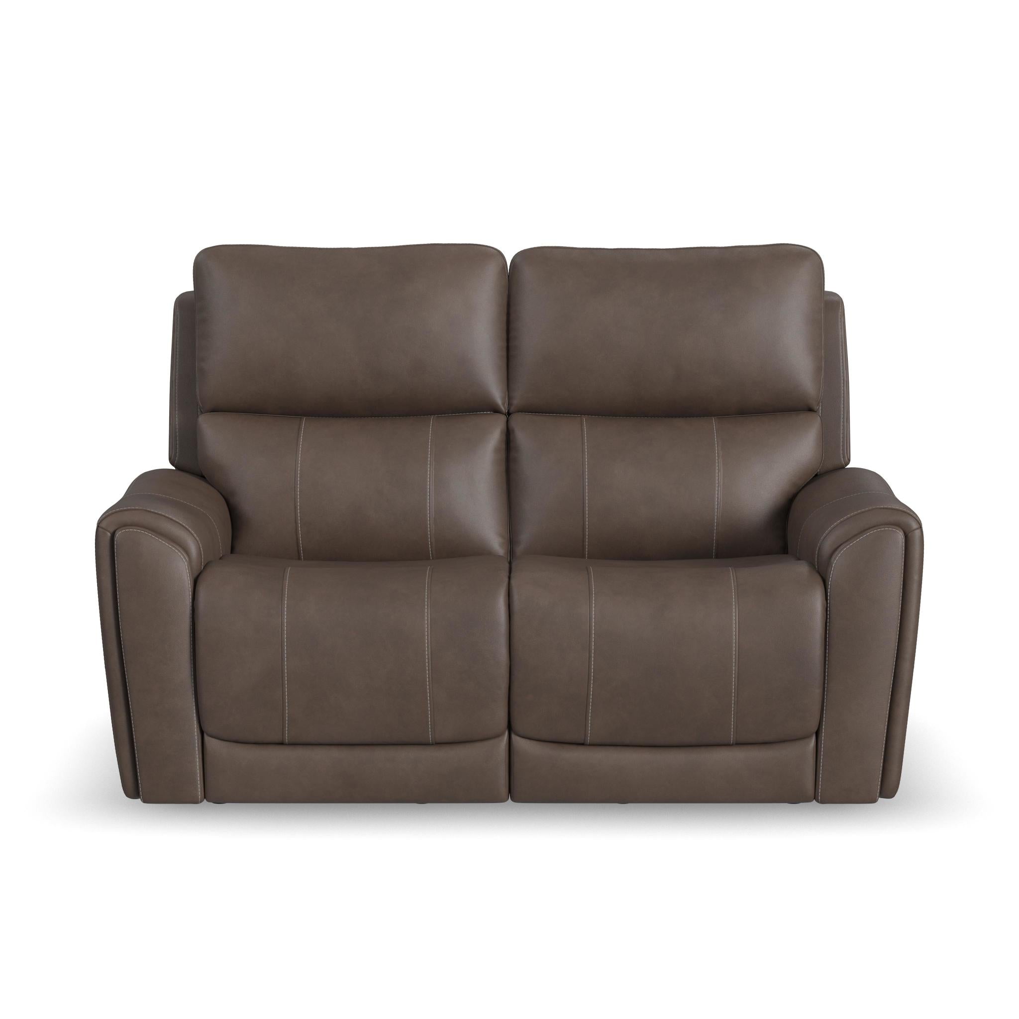 Calvin Cuppuccino Fabric Power Reclining Loveseat with Power Headrests & Lumbar - Living Room Furniture