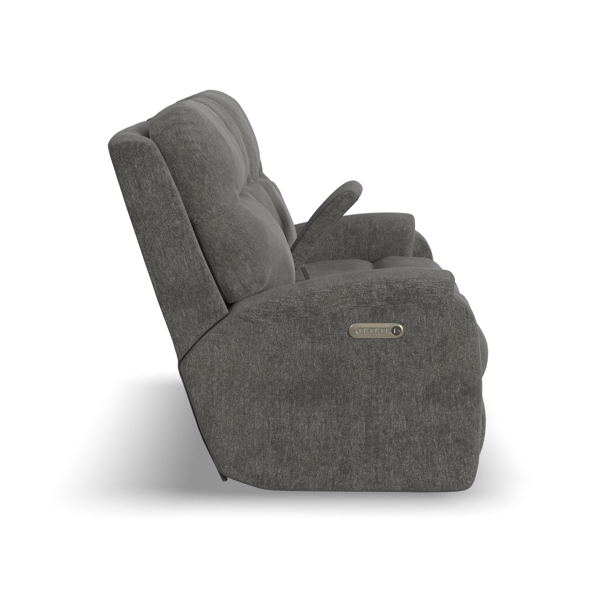 Penn Fabric Power Reclining Loveseat with Console & Power Headrests & Lumbar