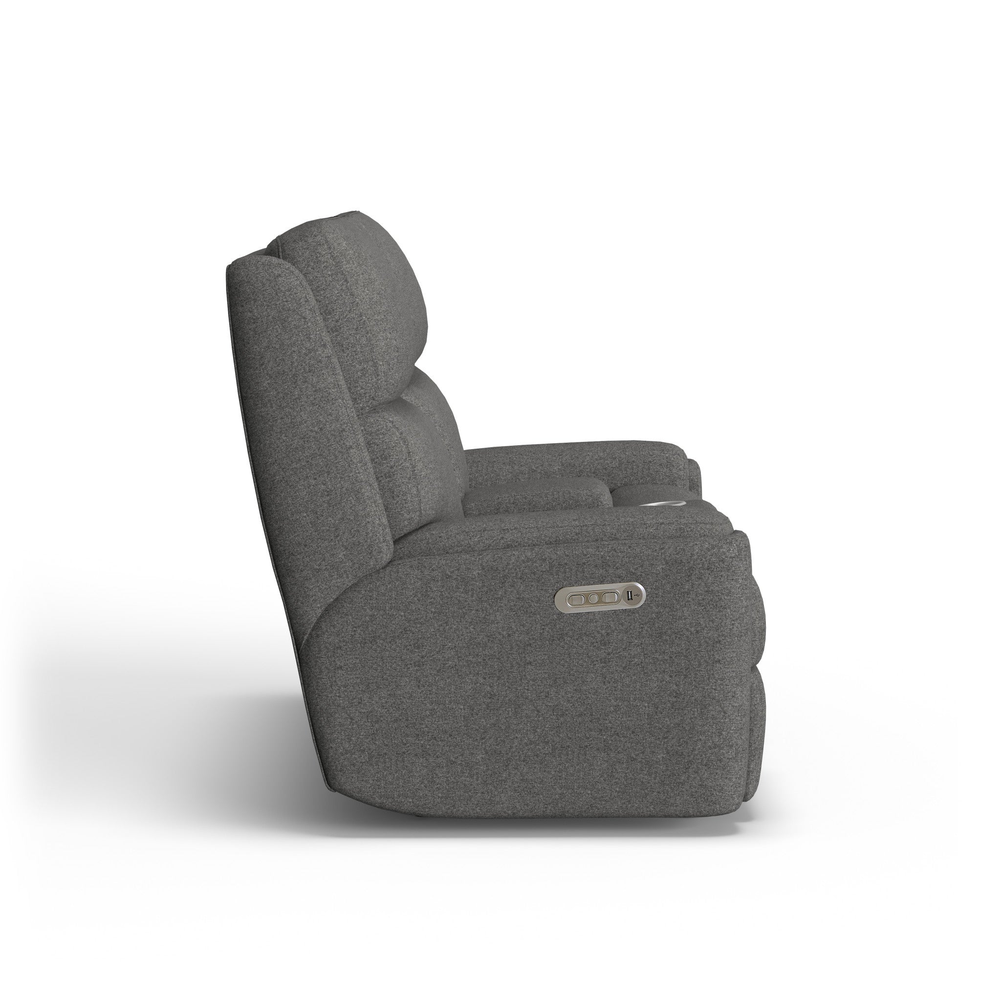 Rio Fabric Power Reclining Loveseat with Console & Power Headrests
