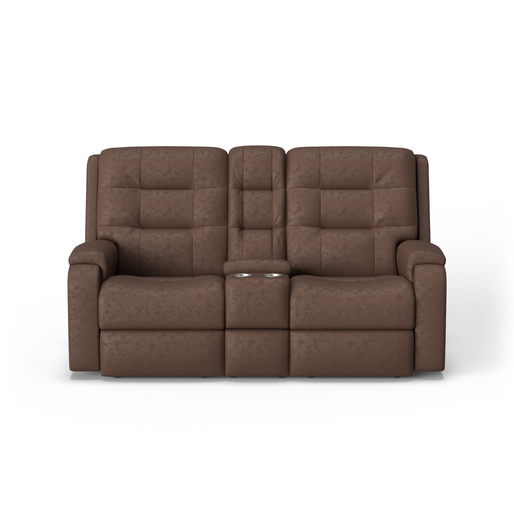 Arlo Leather Power Reclining Loveseat with Console & Power Headrests