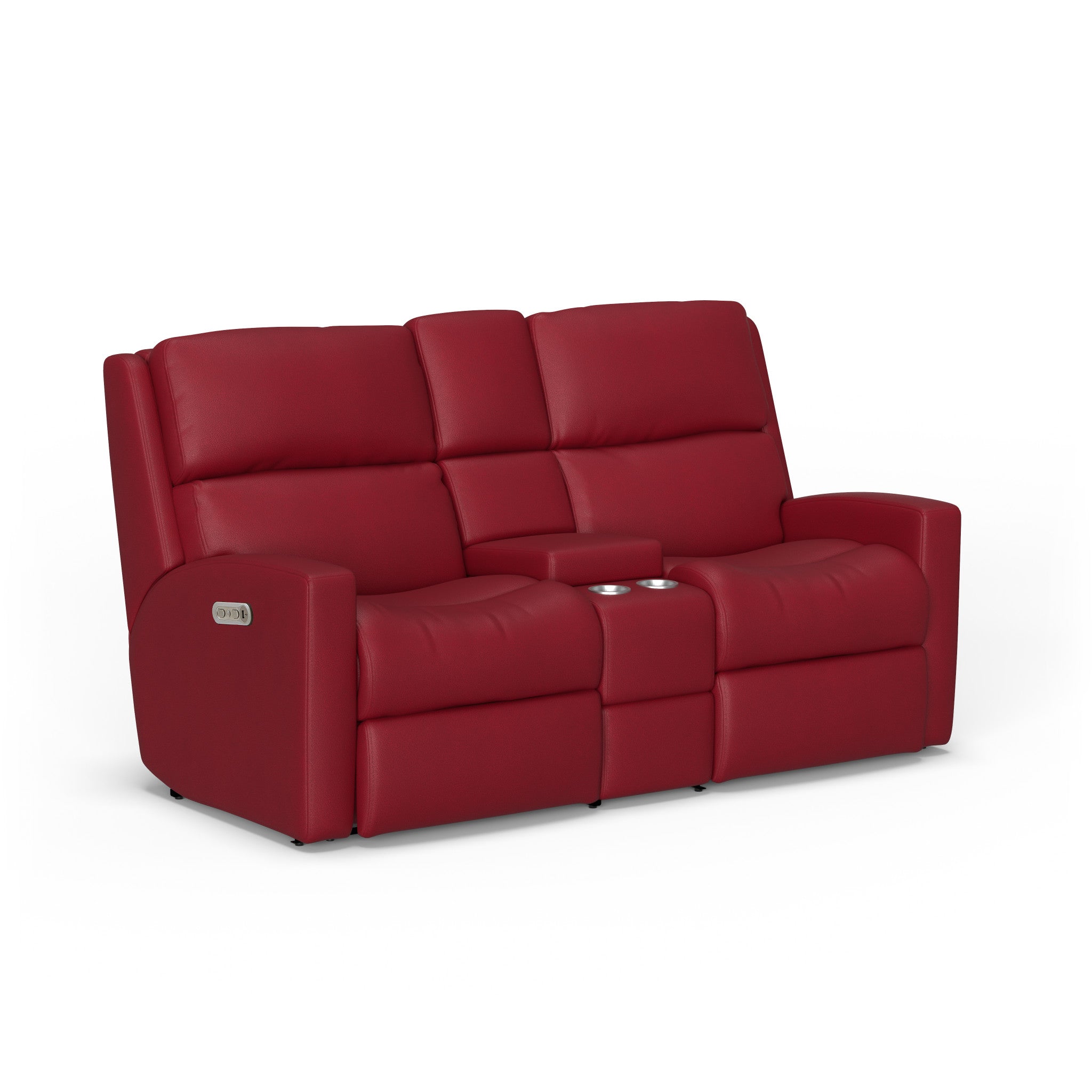 Catalina Leather Power Reclining Loveseat with Console & Power Headrests