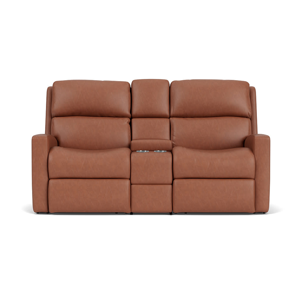 Catalina Leather Reclining Loveseat with Console
