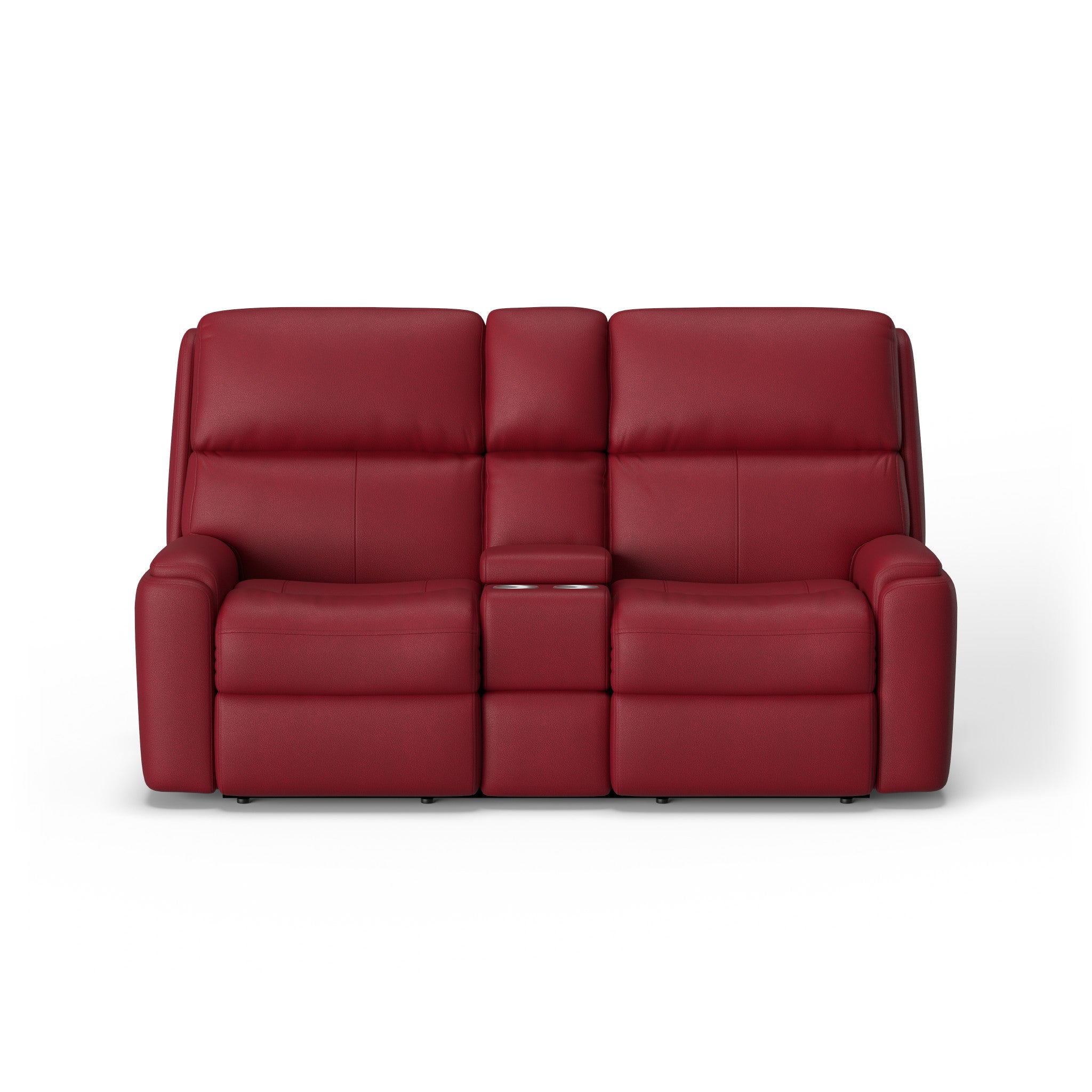 Rio Leather Power Reclining Loveseat with Console & Power Headrests