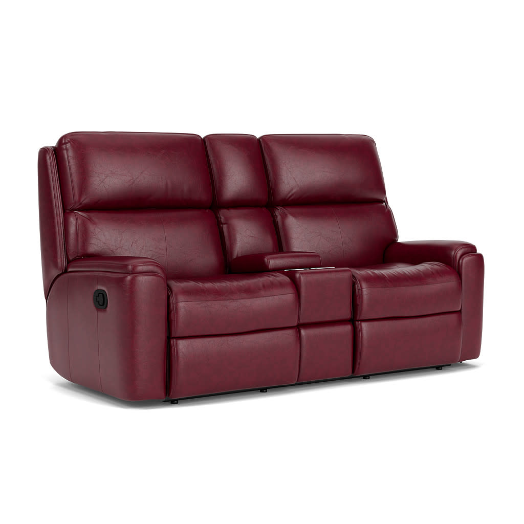 Rio Leather Reclining Loveseat with Console