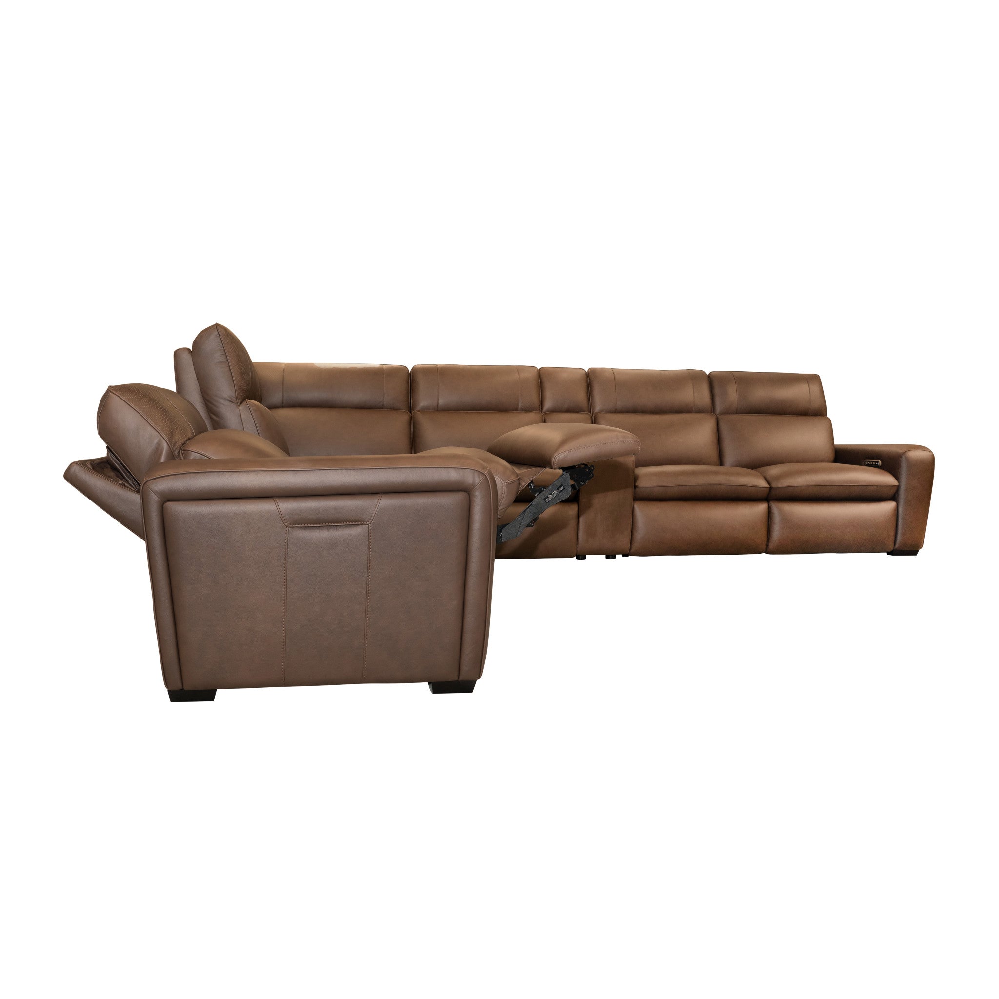 Sense Espresso Power Reclining Sectional with Power Headrest, Lumbar & Pulse
