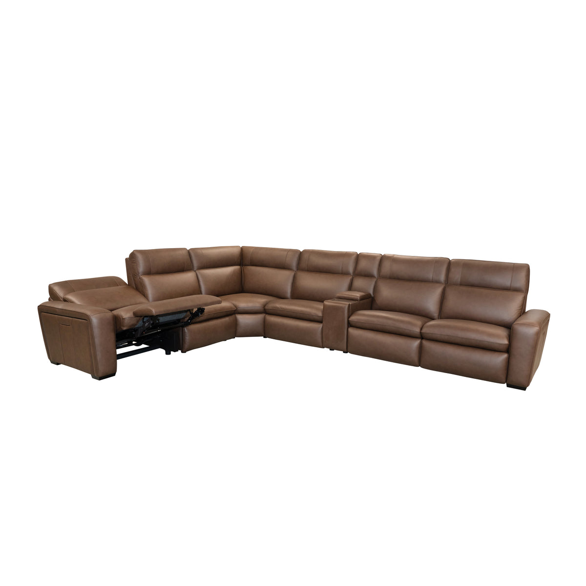 Sense Espresso Power Reclining Sectional with Power Headrest, Lumbar & Pulse