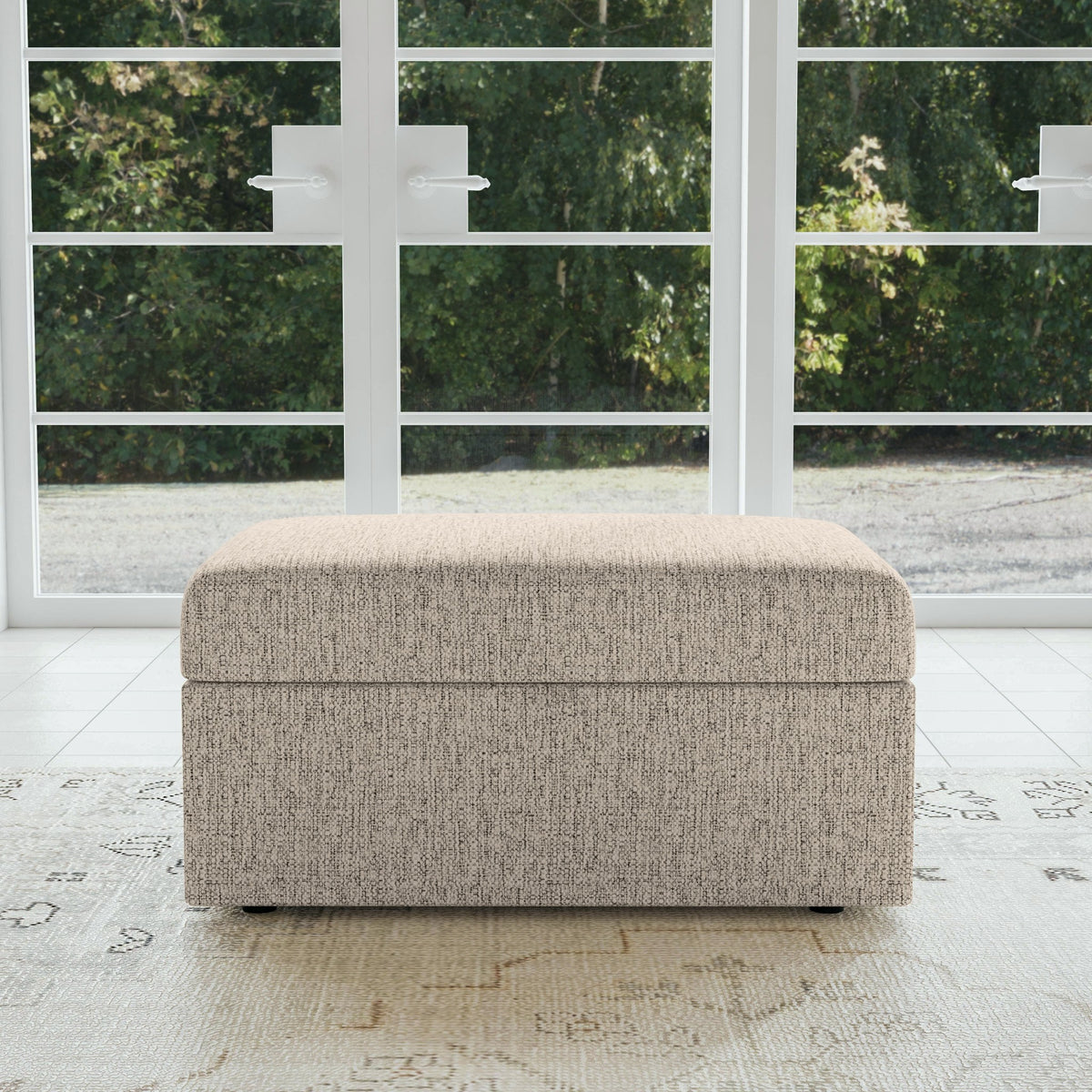 Sky Fabric Storage Ottoman