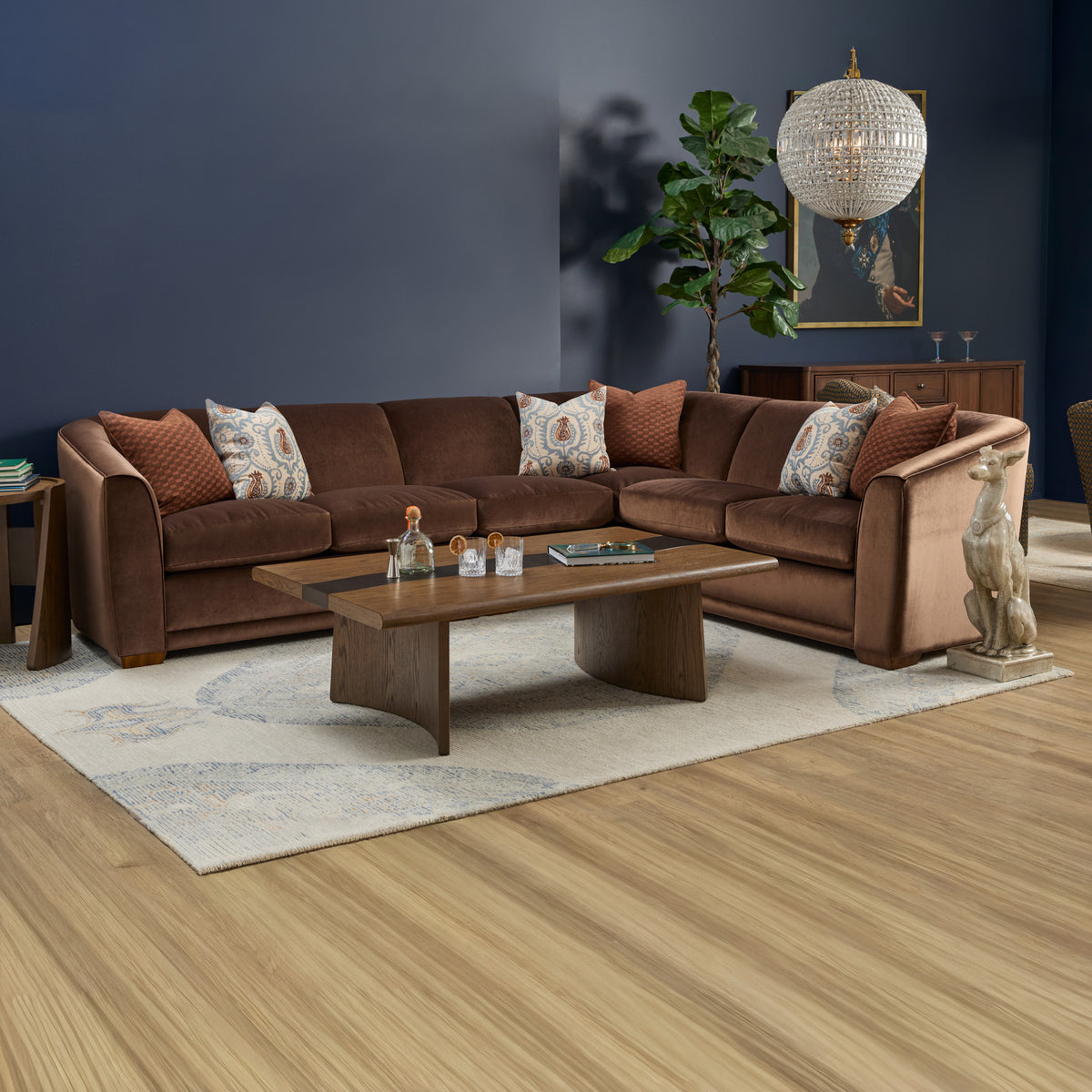 Jewel Fabric Stationary Sectional