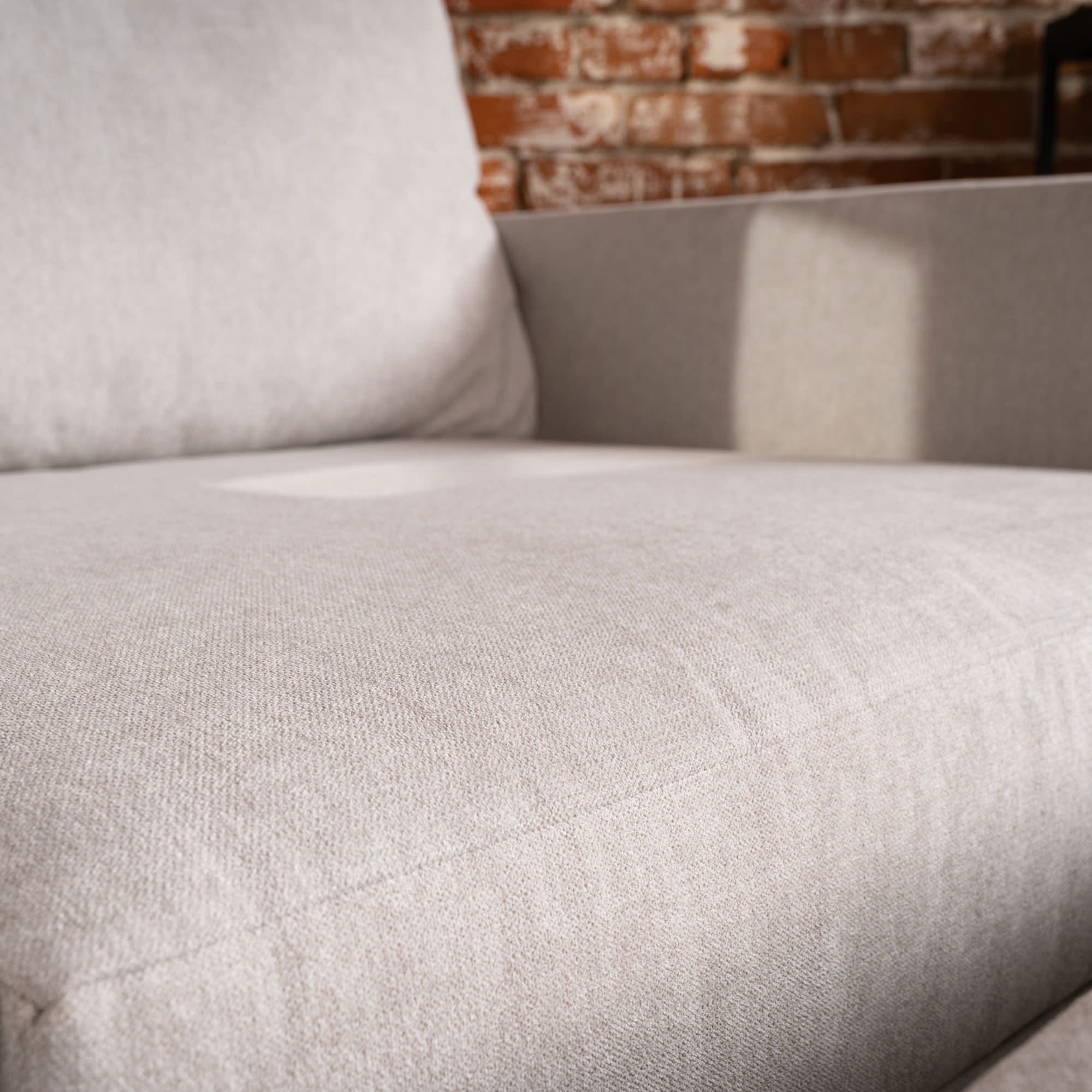 Flex Frost Fabric Sofa with Narrow Arm and Storage Ottoman