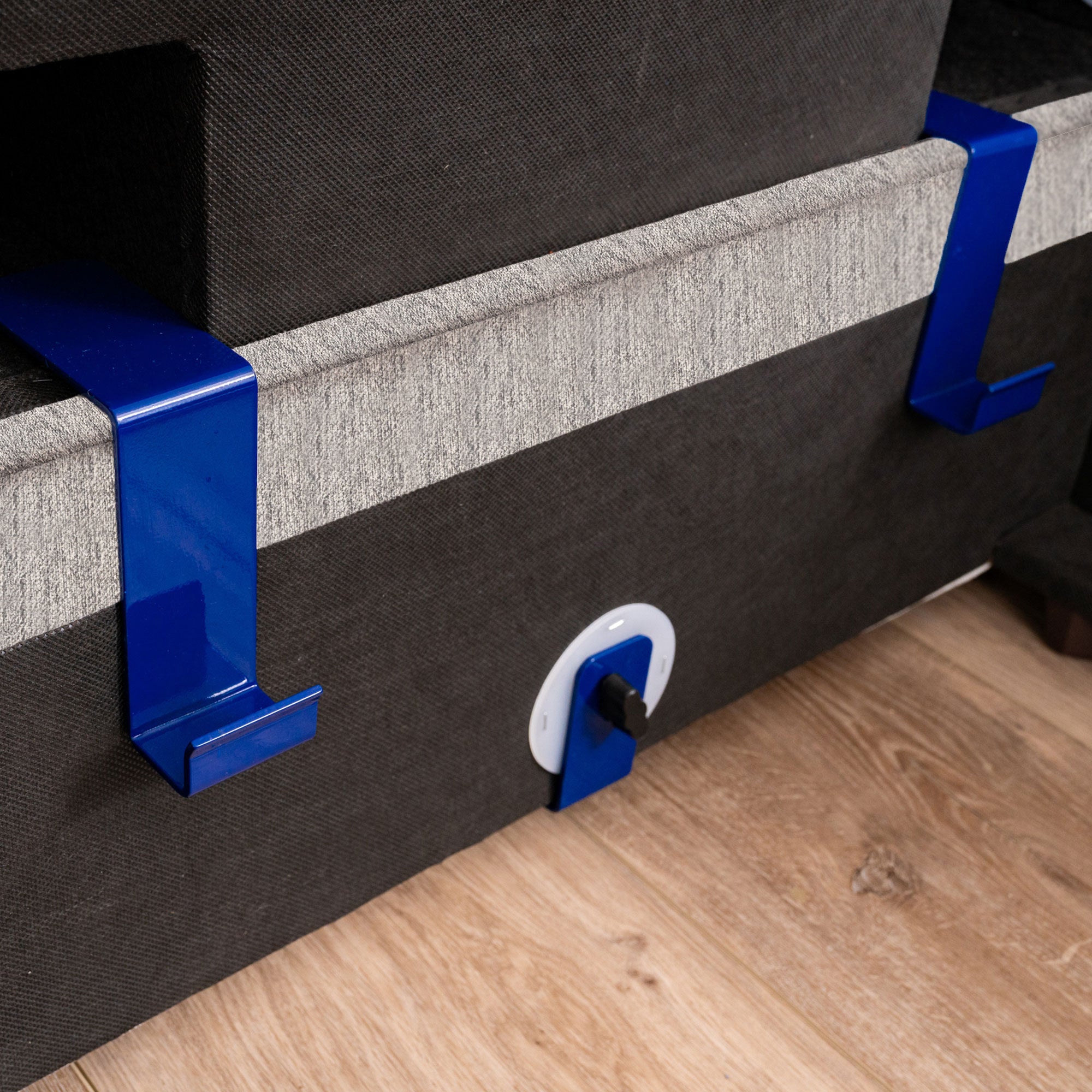 Flex Pebble Fabric Sofa with Narrow Arm and Storage Ottoman