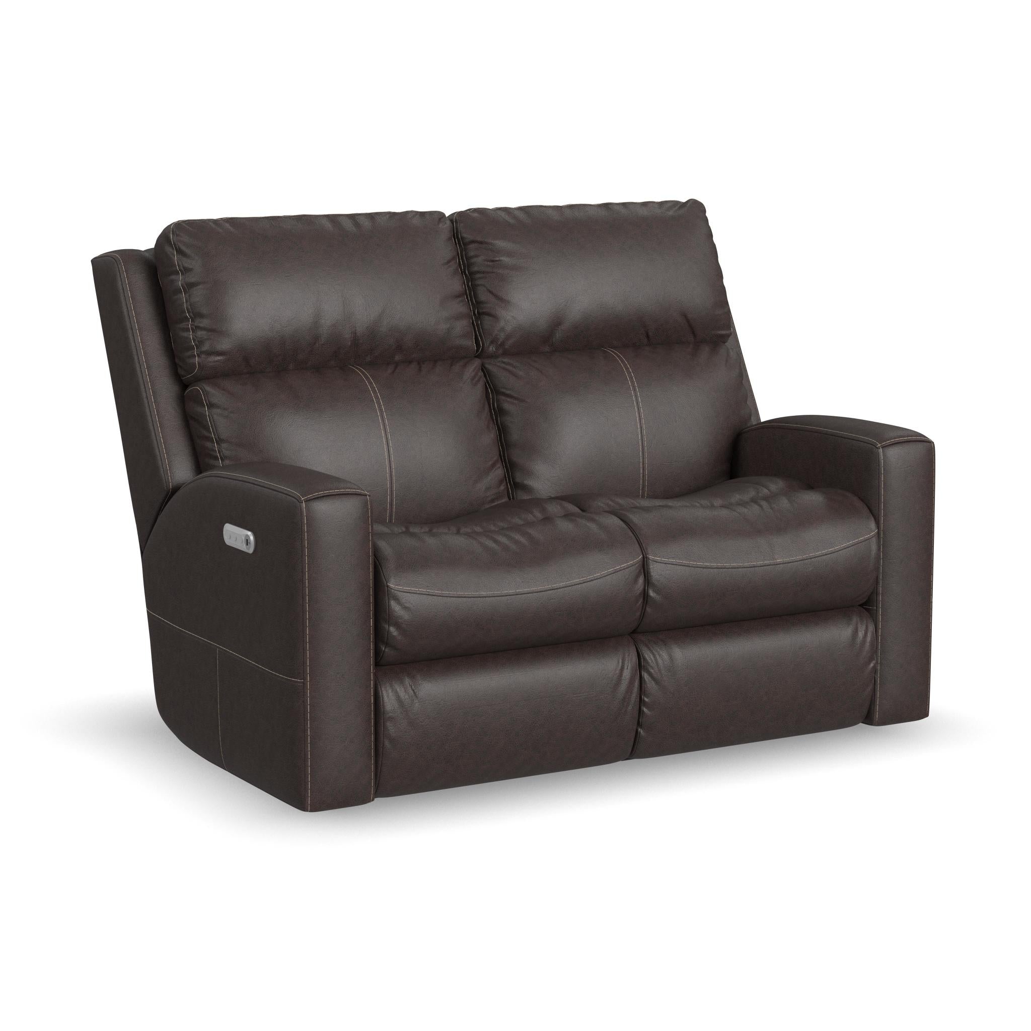 Score Leather Power Reclining Loveseat with Power Headrests & Lumbar