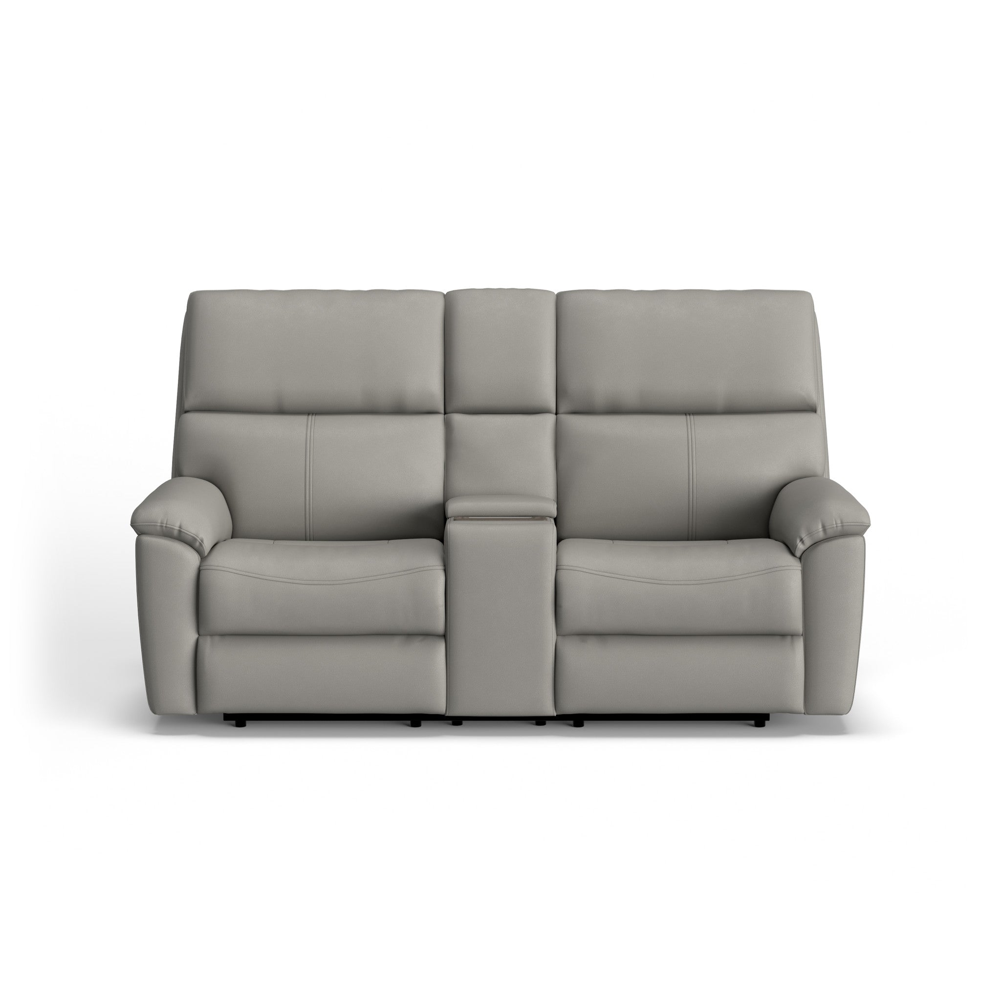 Porter Leather Power Reclining Loveseat with Console, Power Headrest, & Lumbar