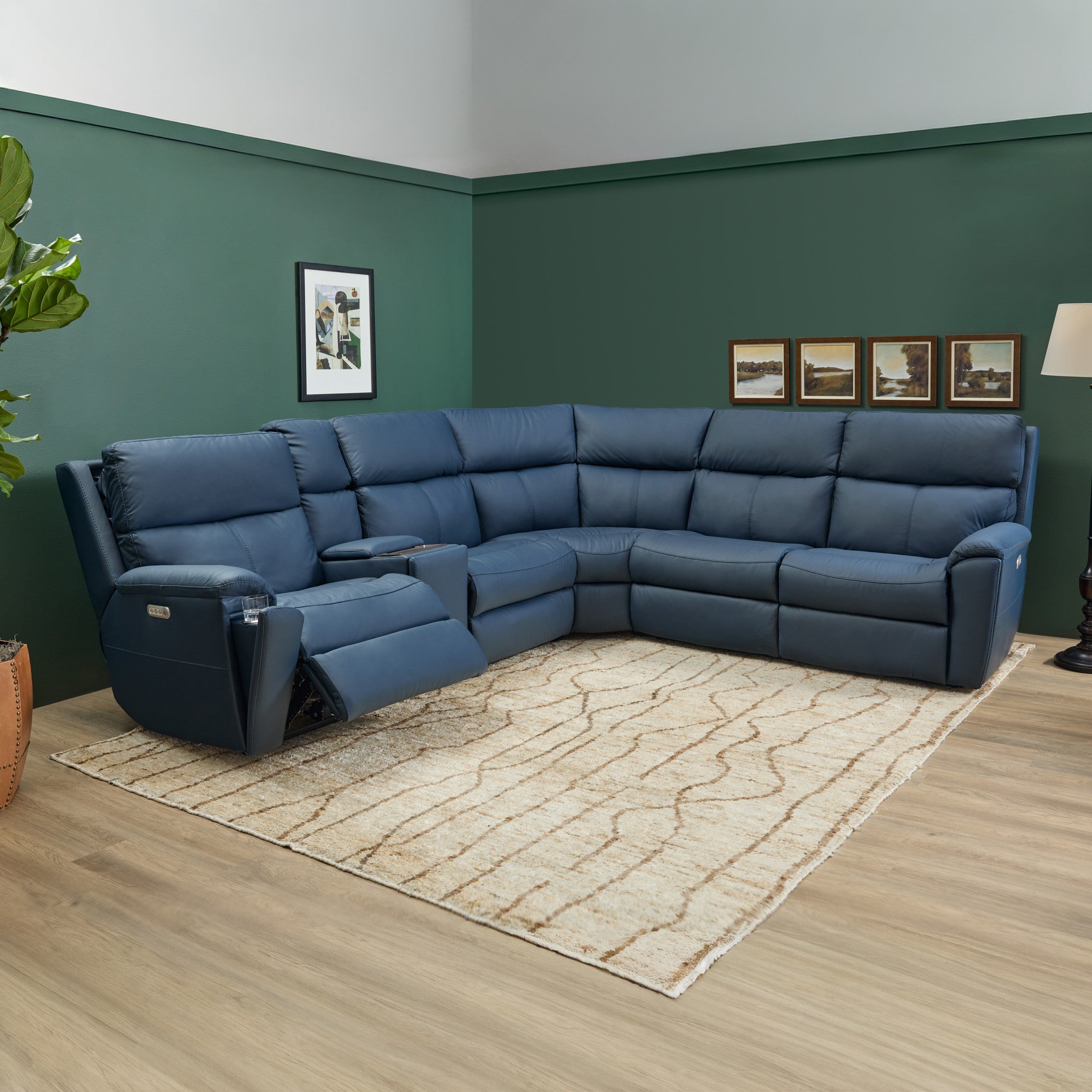Porter Leather Power Reclining Leather Sectional with Power Headrest & Lumbar