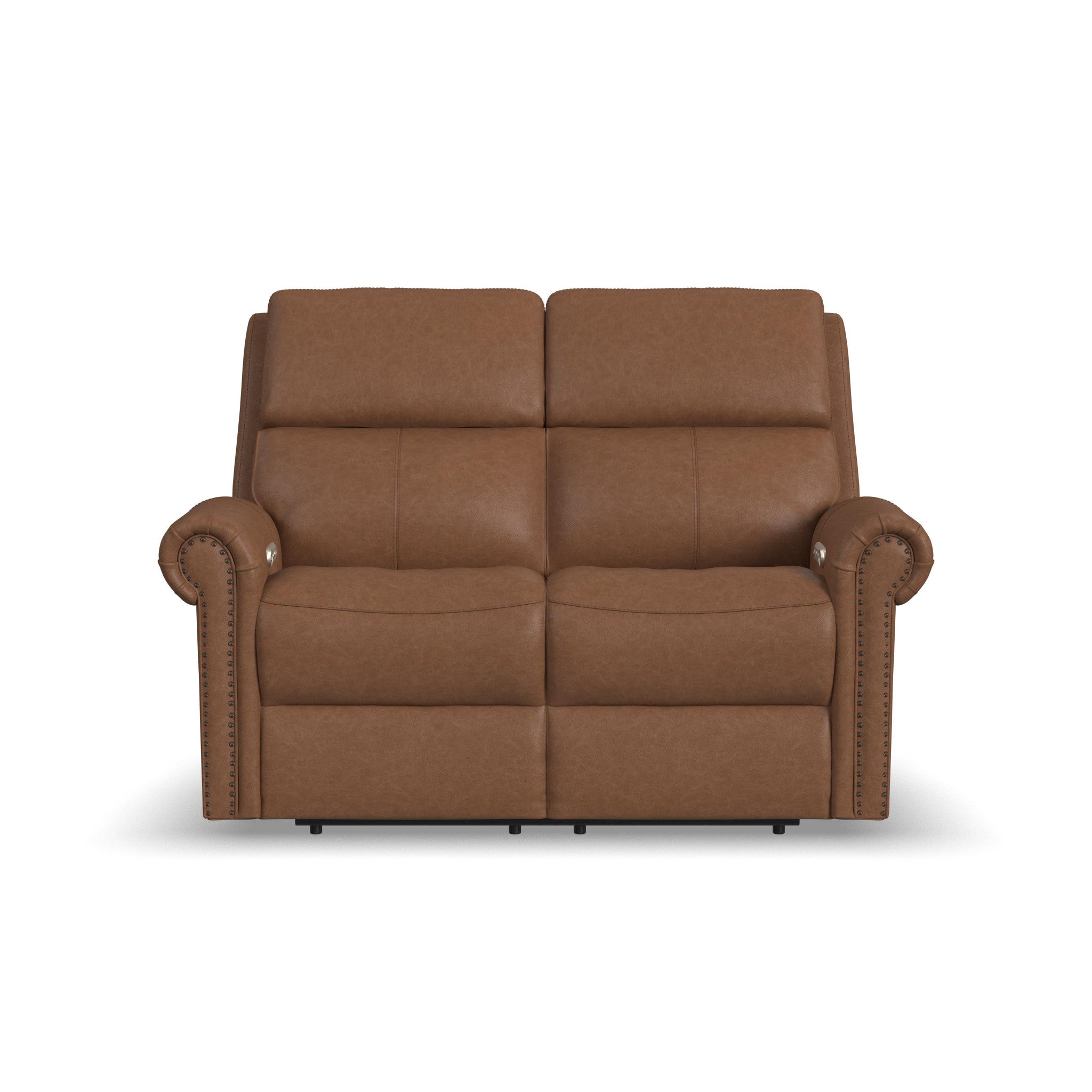 Bernard Leather Power Reclining Loveseat with Power Headrests & Lumbar