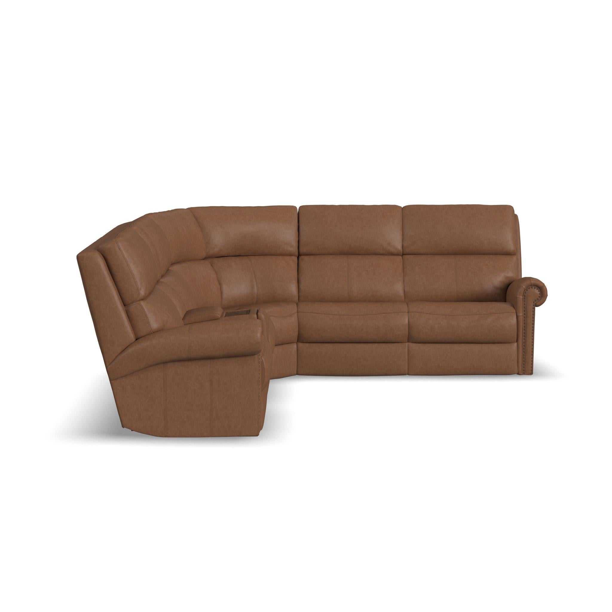 Bernard Leather Power Reclining Sectional w/ Power Headrest & Lumbar