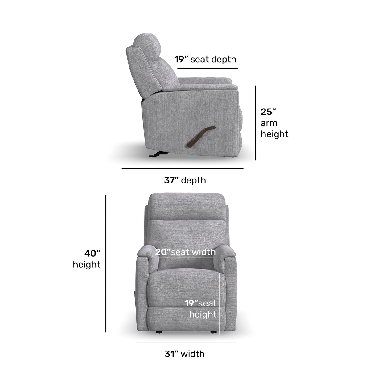 Compact Fabric Perfect Match Gliding Recliner